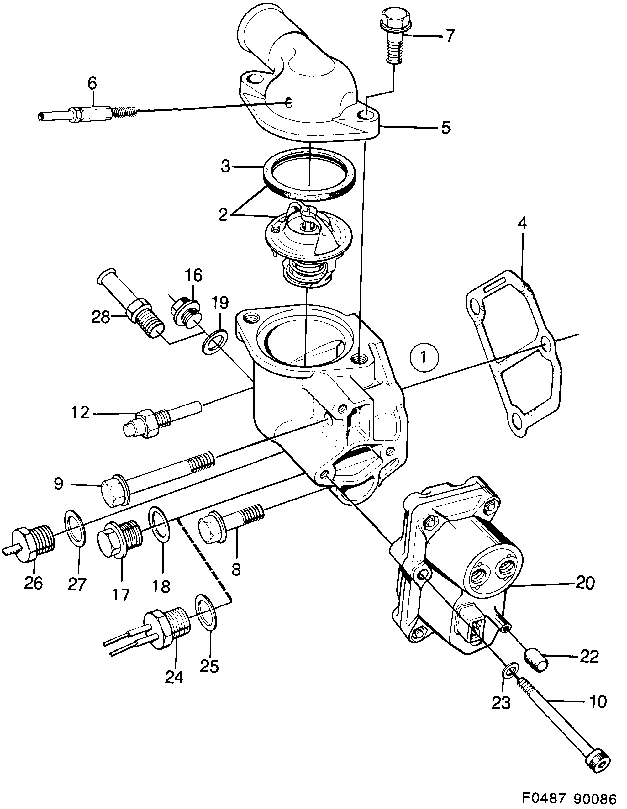 Saab 900 Thermostat, etc diagram