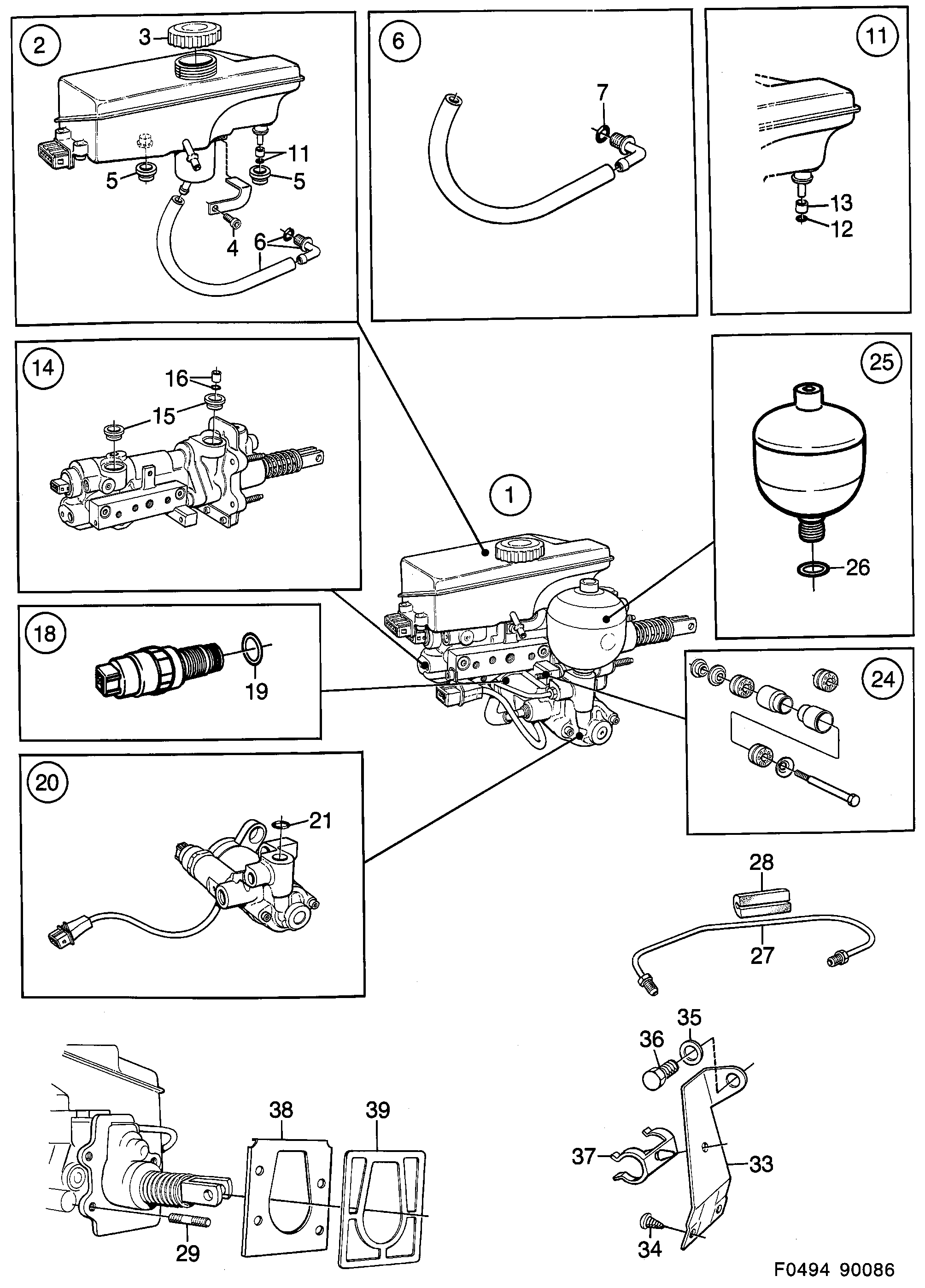Saab 900 Hydraulic unit ABS diagram