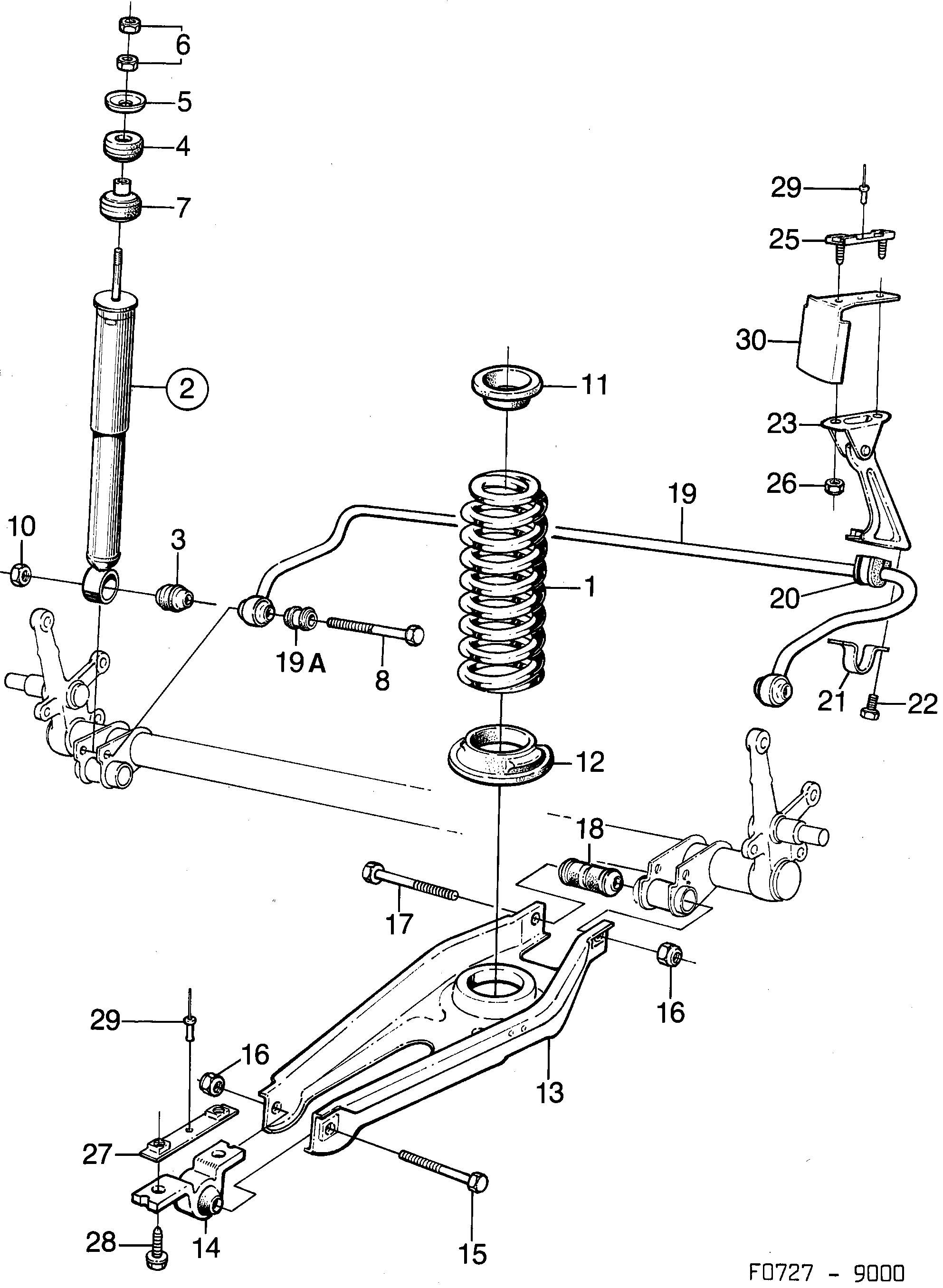 Saab 9000 Rear suspension diagram