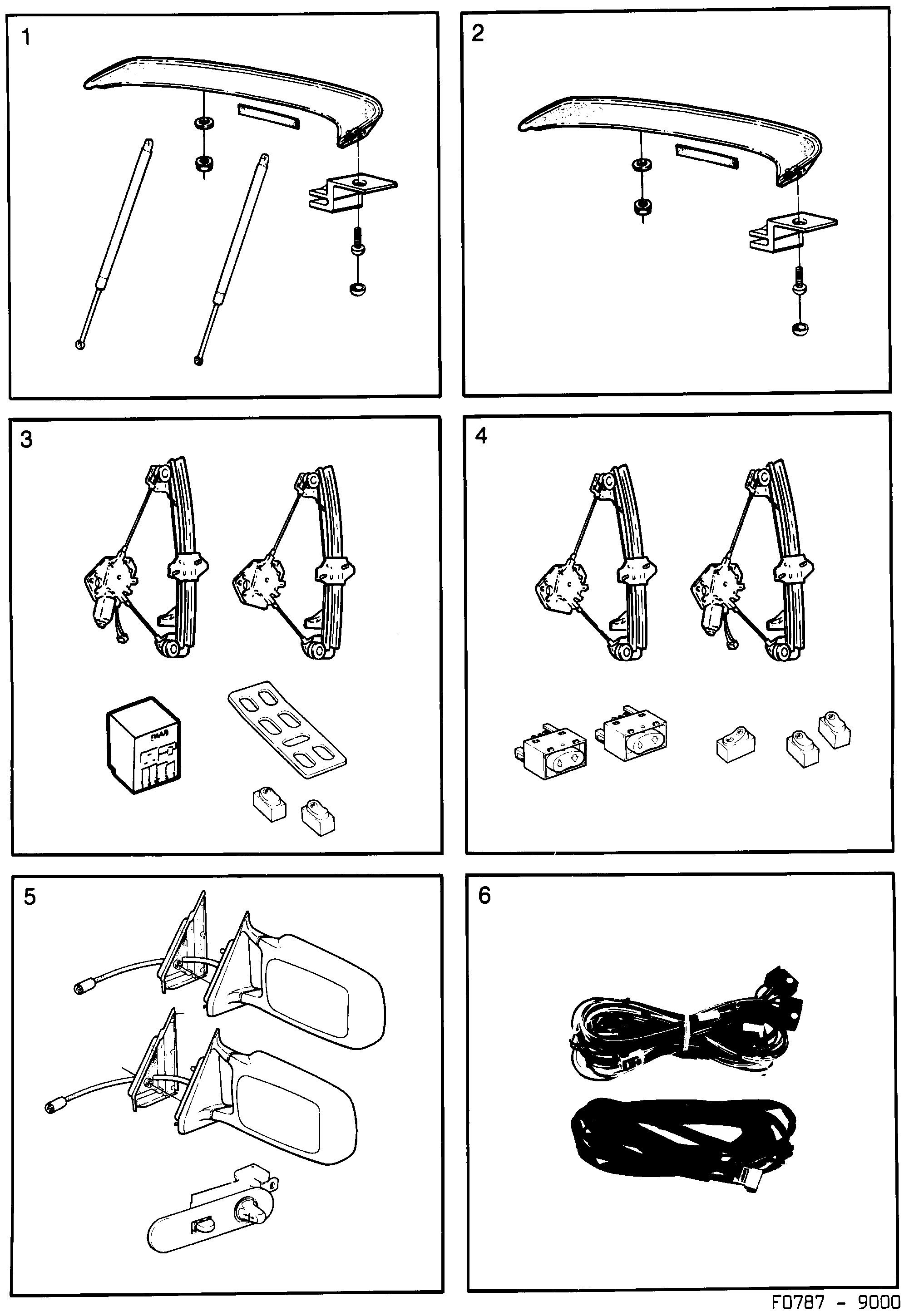Saab 9000 Car body, external diagram