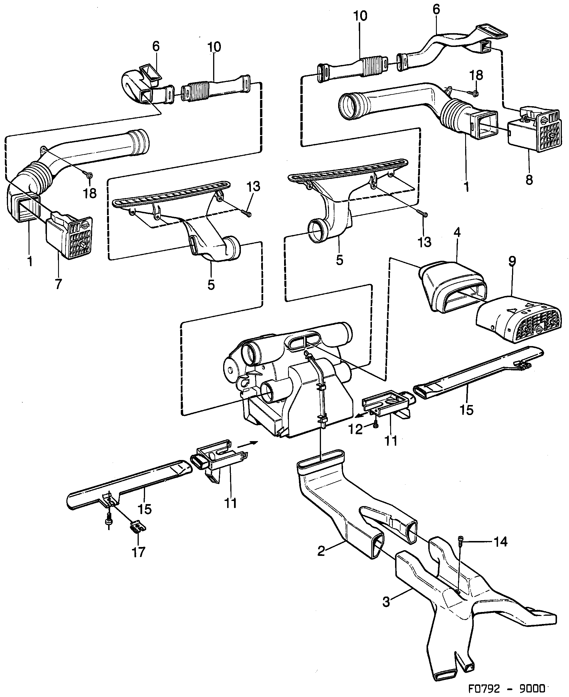 Saab 9000 Duct diagram