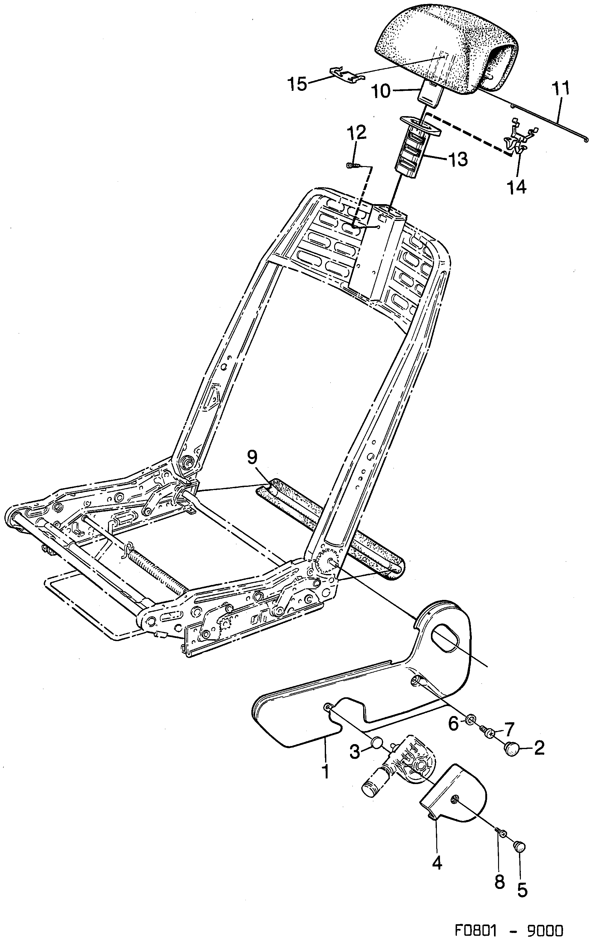 Saab 9000 Front seats Part 3 Manuel diagram