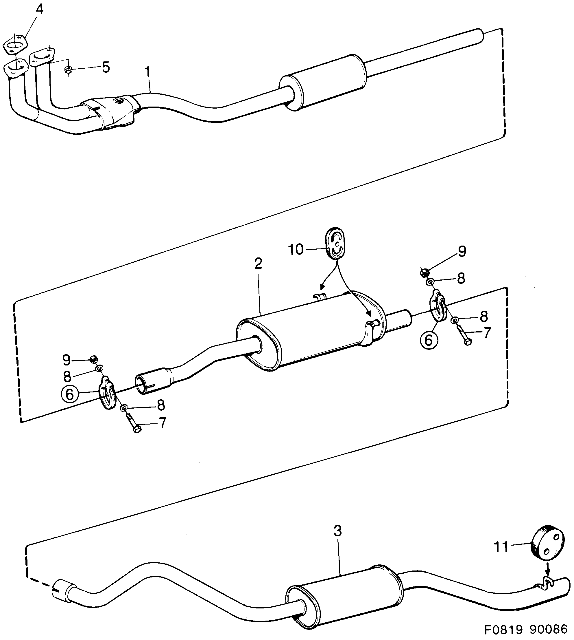 Saab 900 Exhaust system diagram