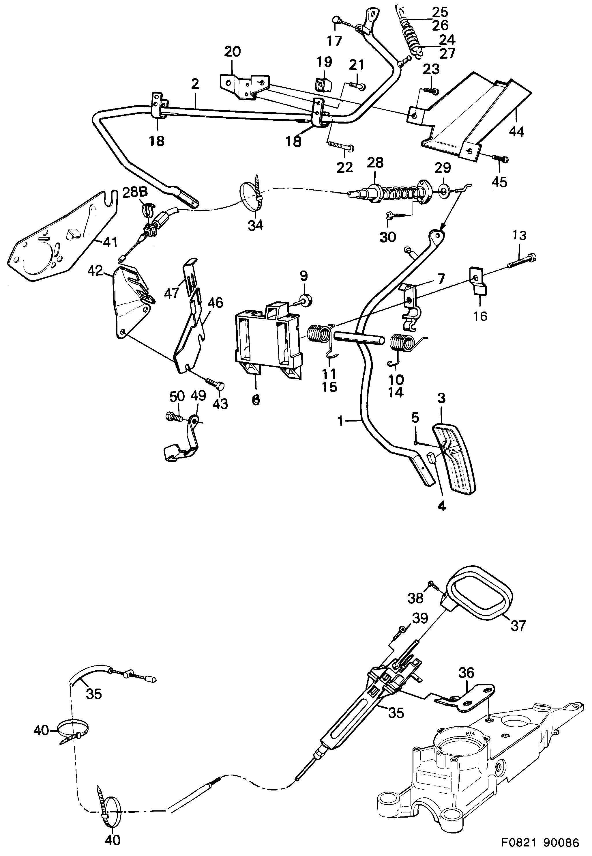 Saab 900 Accelerator control diagram