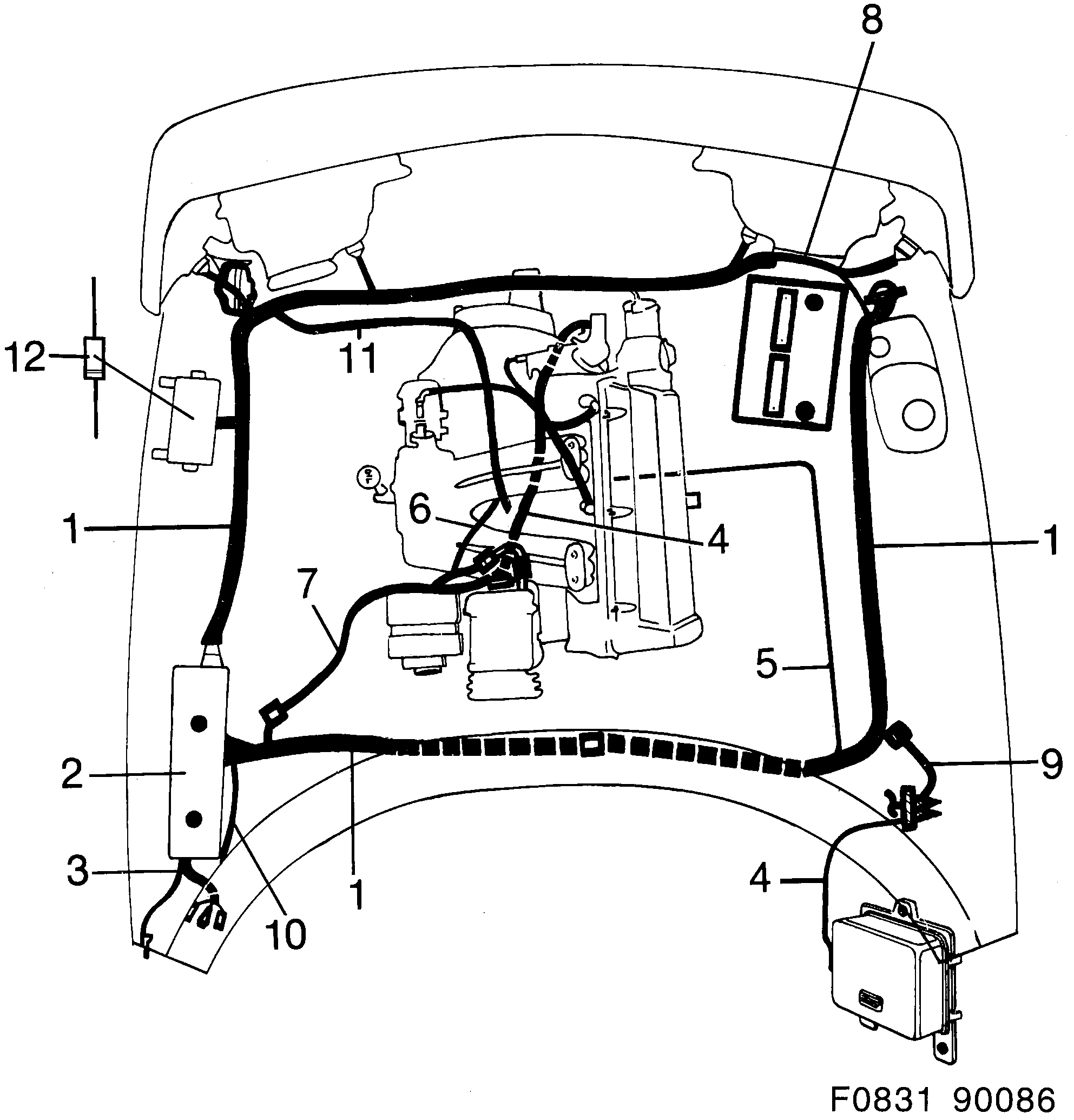 Saab 900 Front and engine diagram