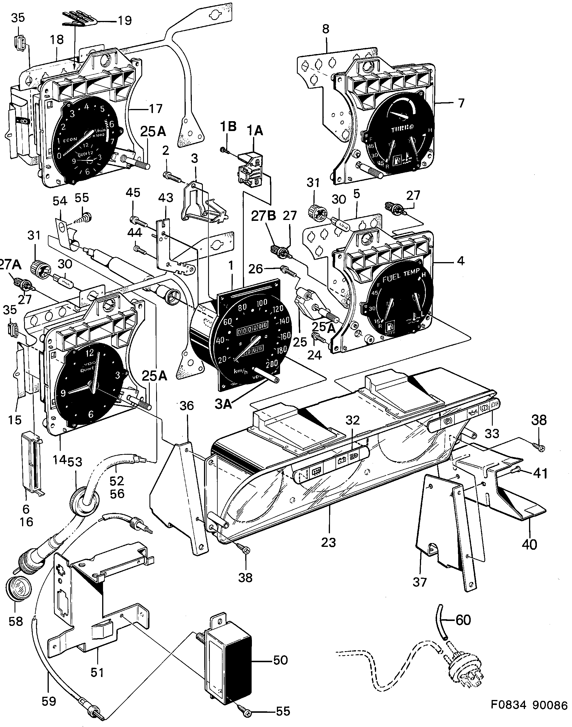 Saab 900 Instrument diagram