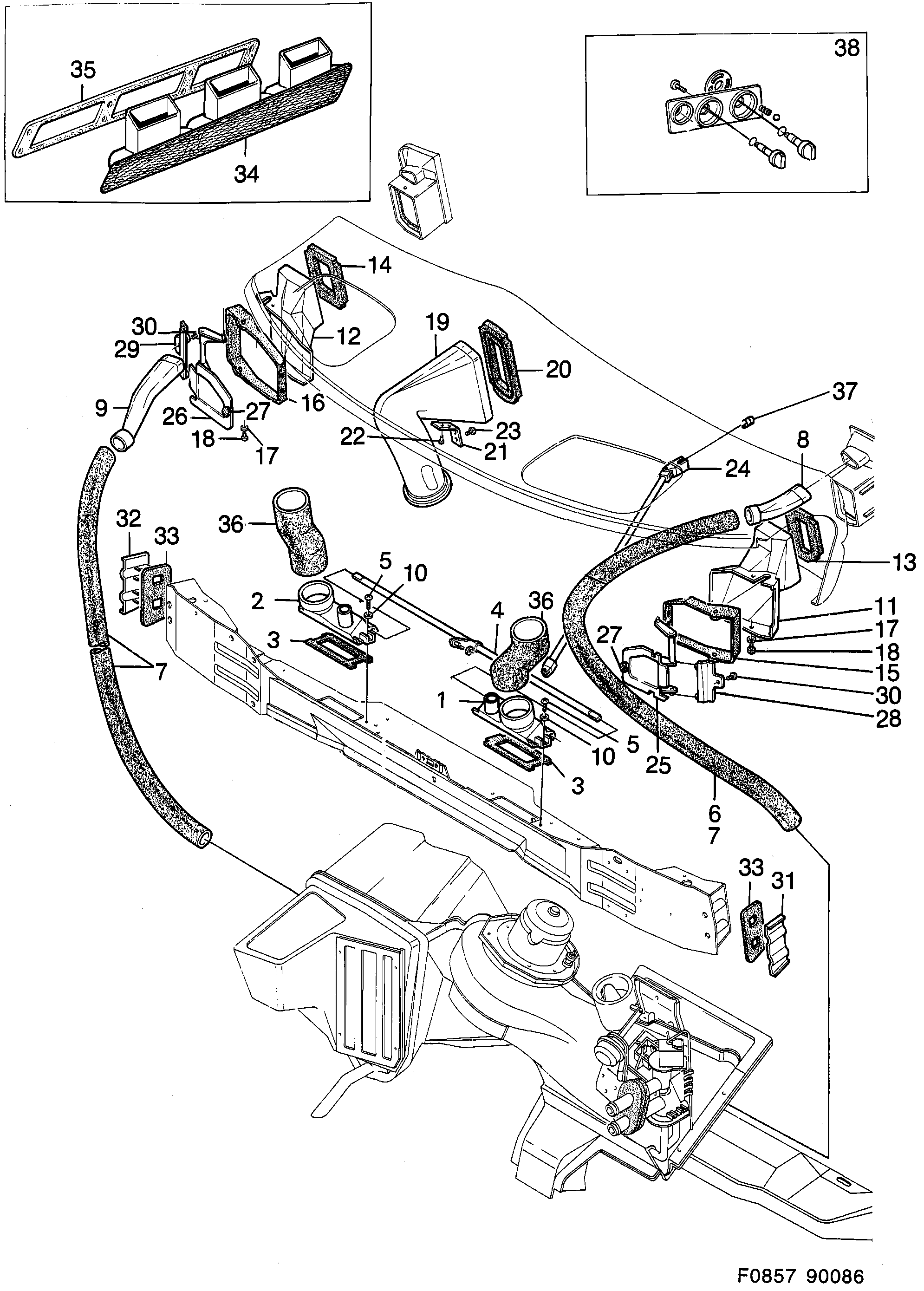 Saab 900 Control Duct, part 2 diagram