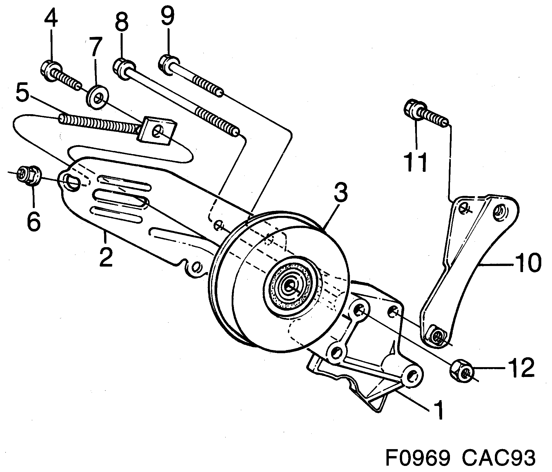 Saab 9000 Belt tensioner diagram