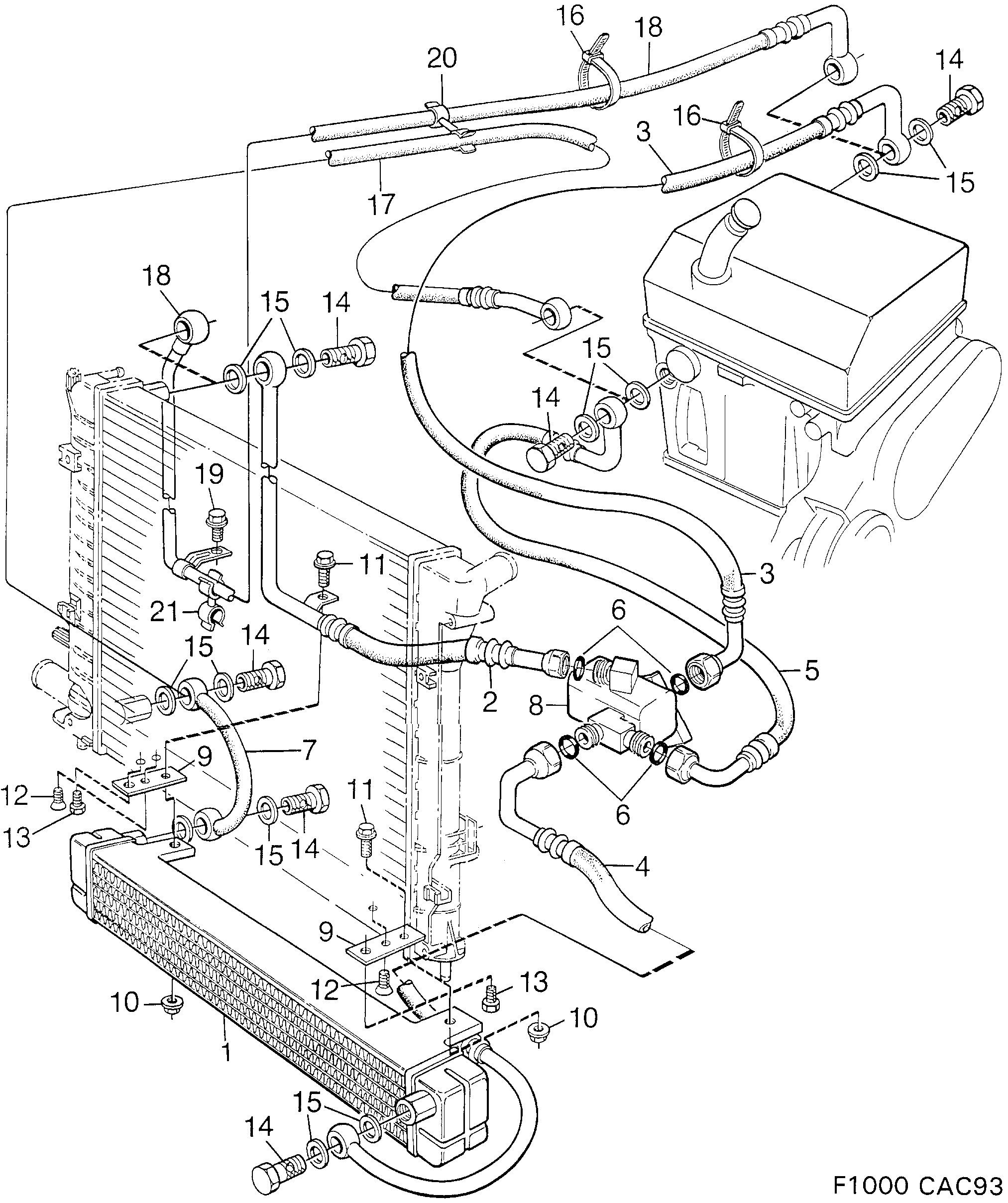 Saab 9000 Air oil cooler Aut. transmission diagram