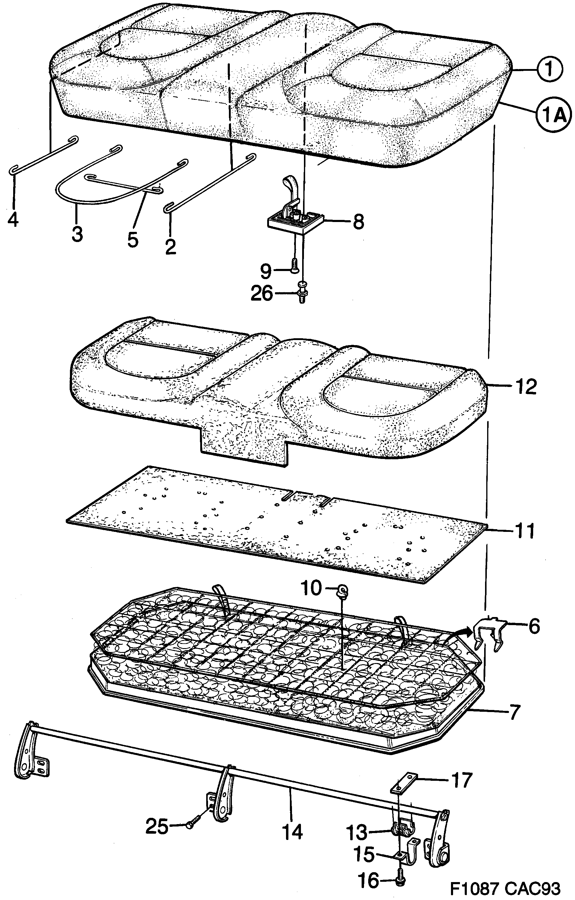 Saab 9000 Rear seat, fixed Seat cushion diagram