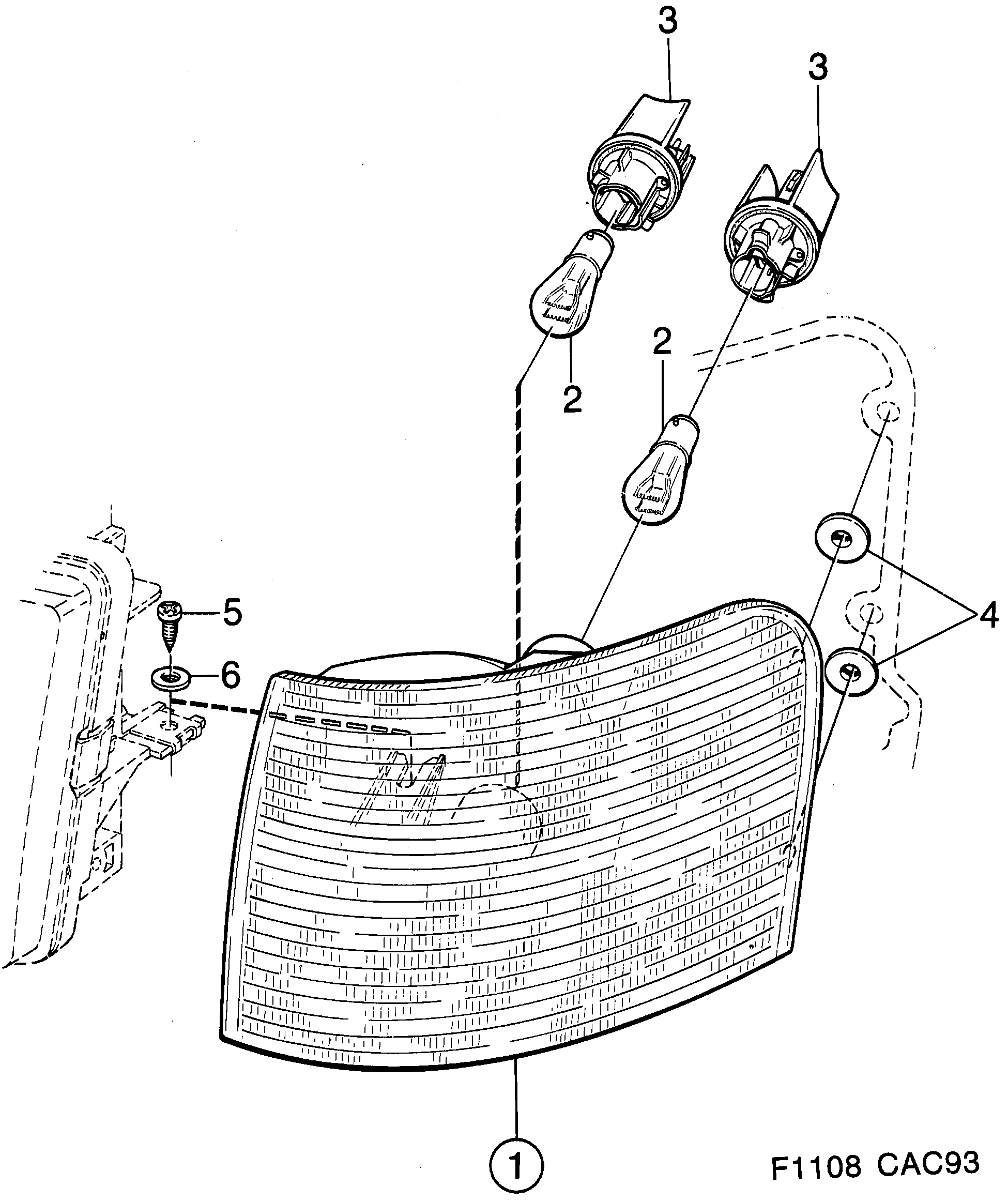 Saab 9000 Lamp cluster diagram
