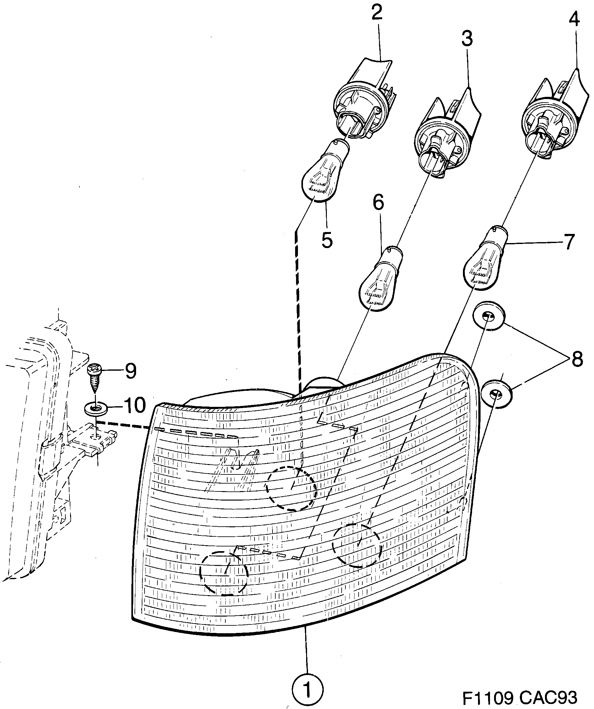 Saab 9000 Lamp cluster diagram
