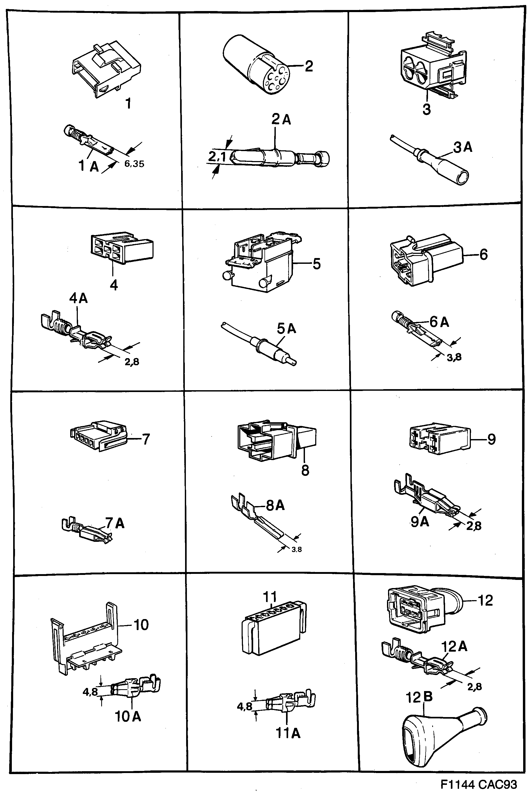 Saab 9000 Connector housing etc diagram