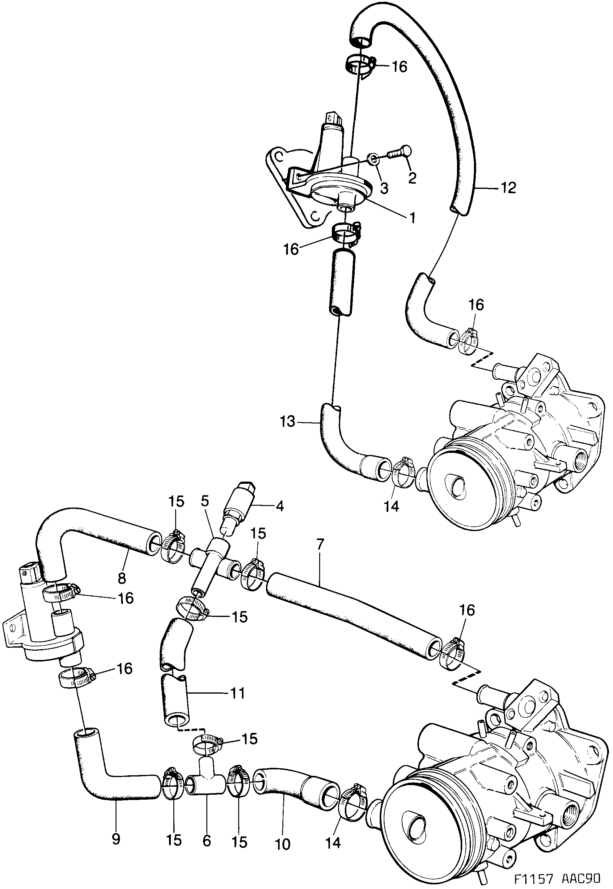 Saab 900 Auxiliary air regulator diagram