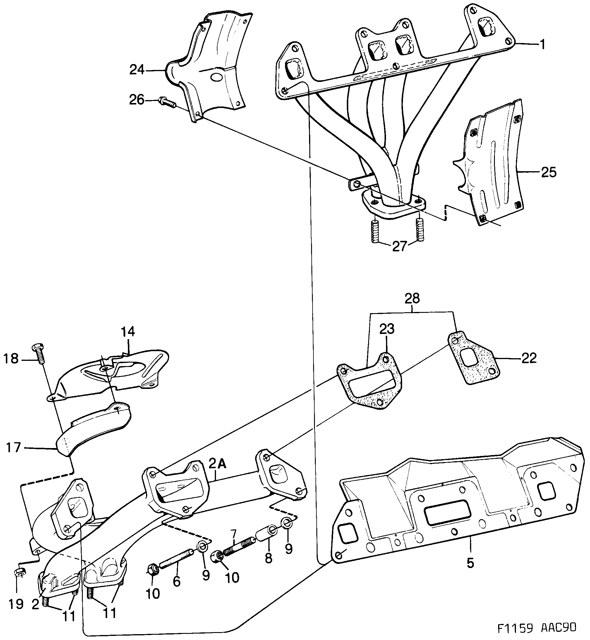 Saab 900 Exhaust manifold diagram