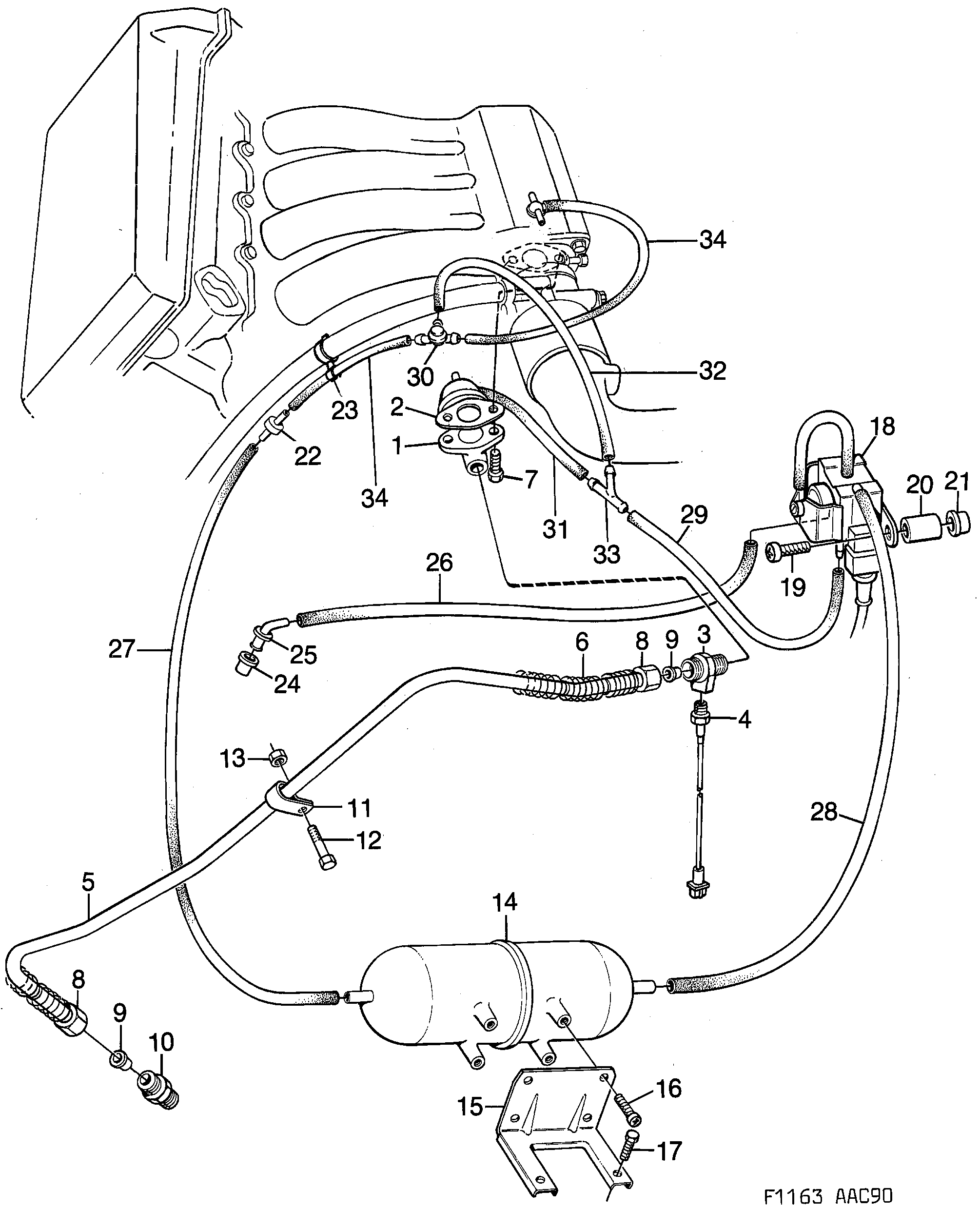 Saab 900 EGR system Electronic diagram