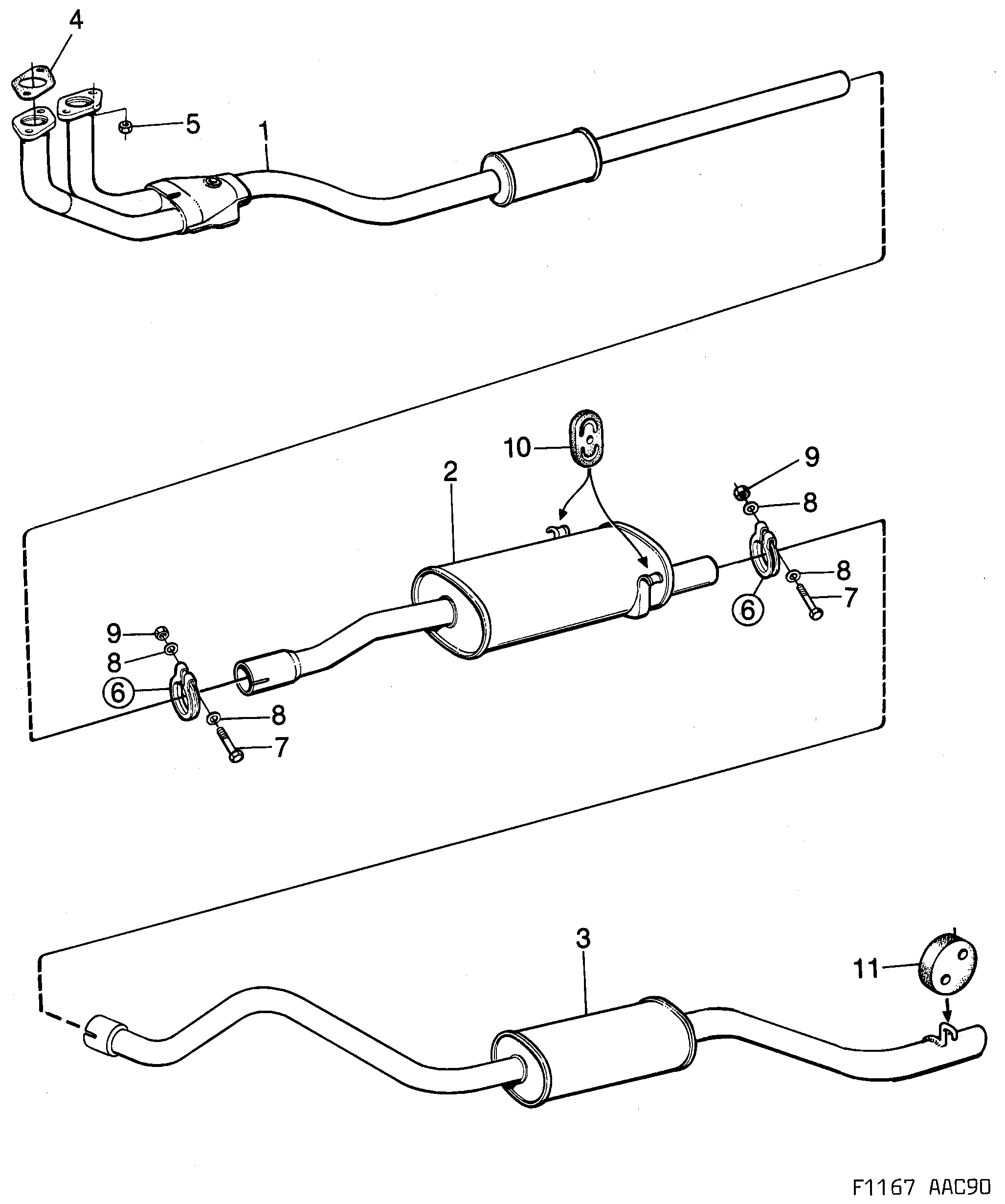 Saab 900 Exhaust system diagram