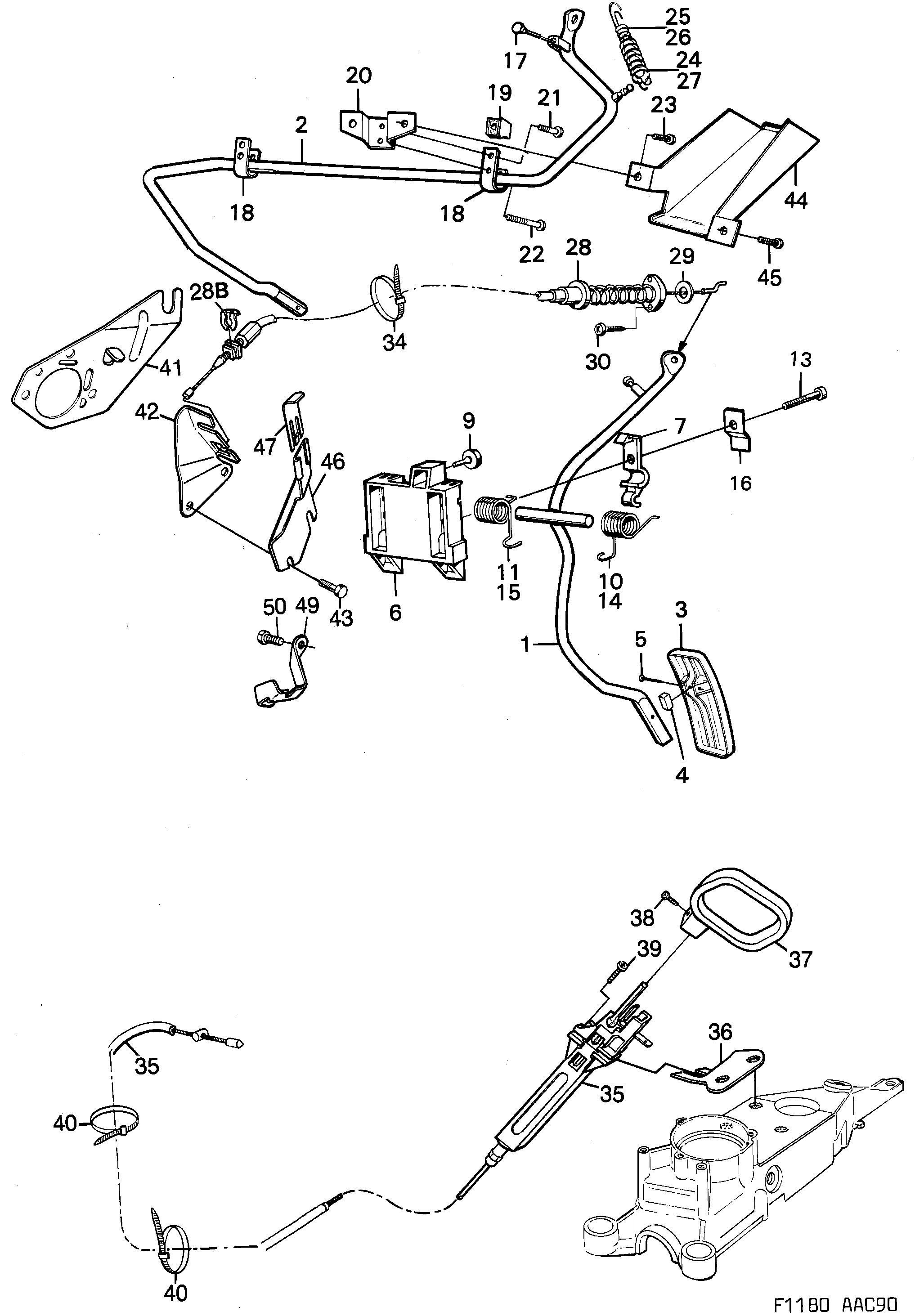 Saab 900 Accelerator control diagram
