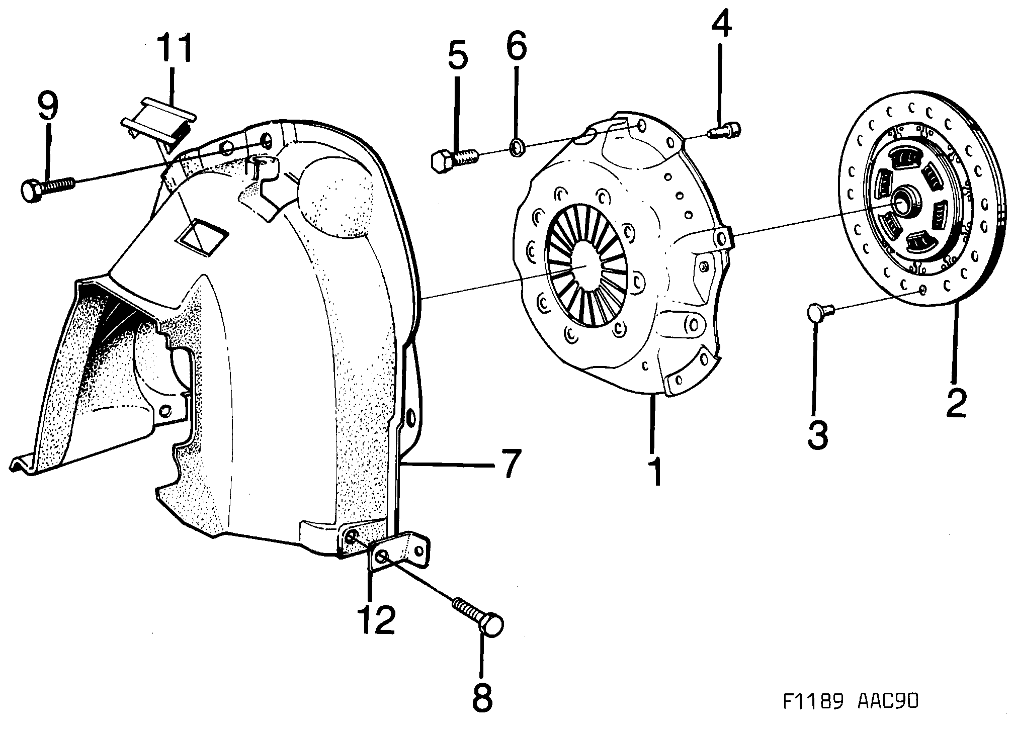 Saab 900 Clutch, clutch disc diagram