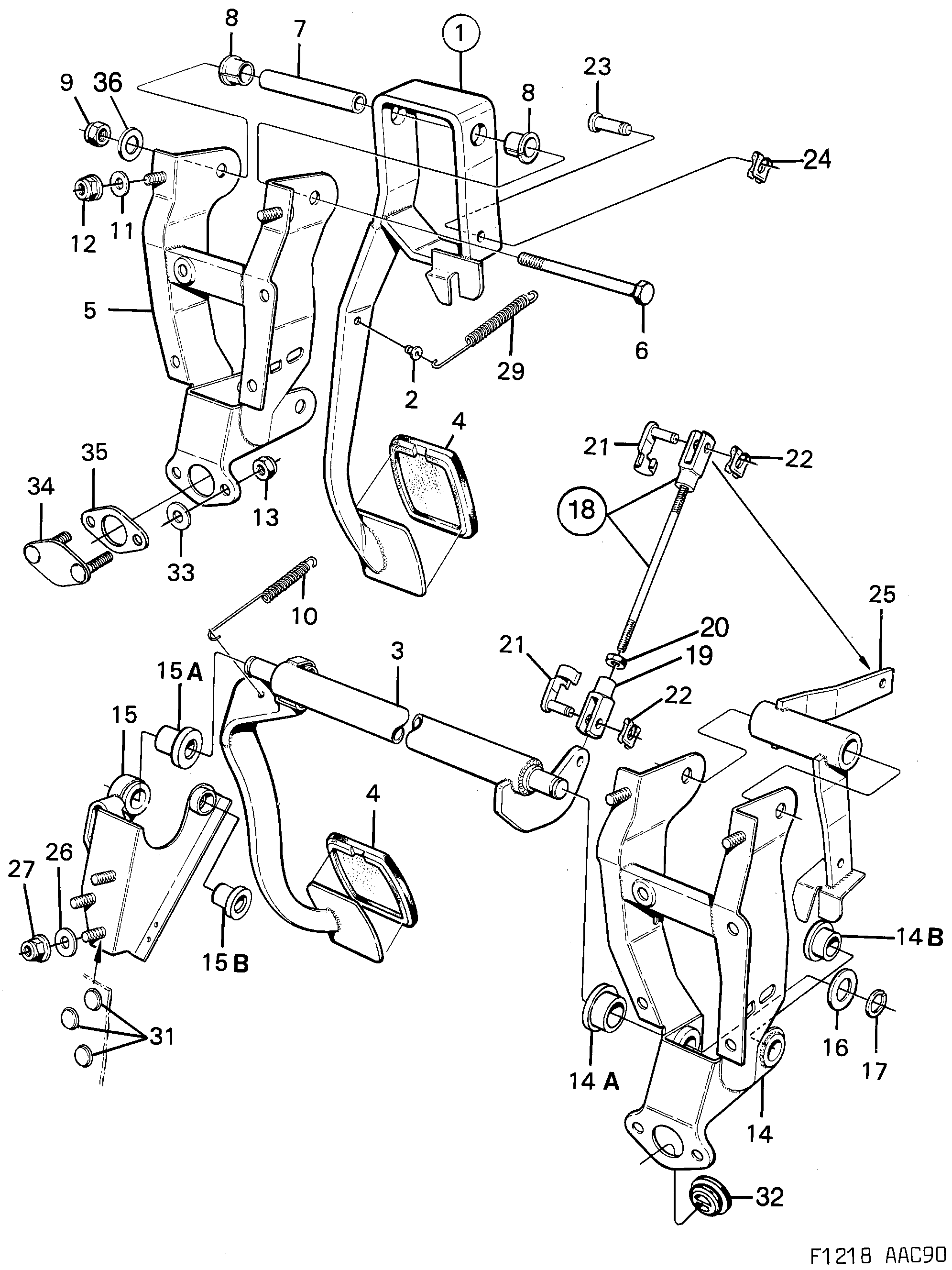 Saab 900 Brake operation diagram