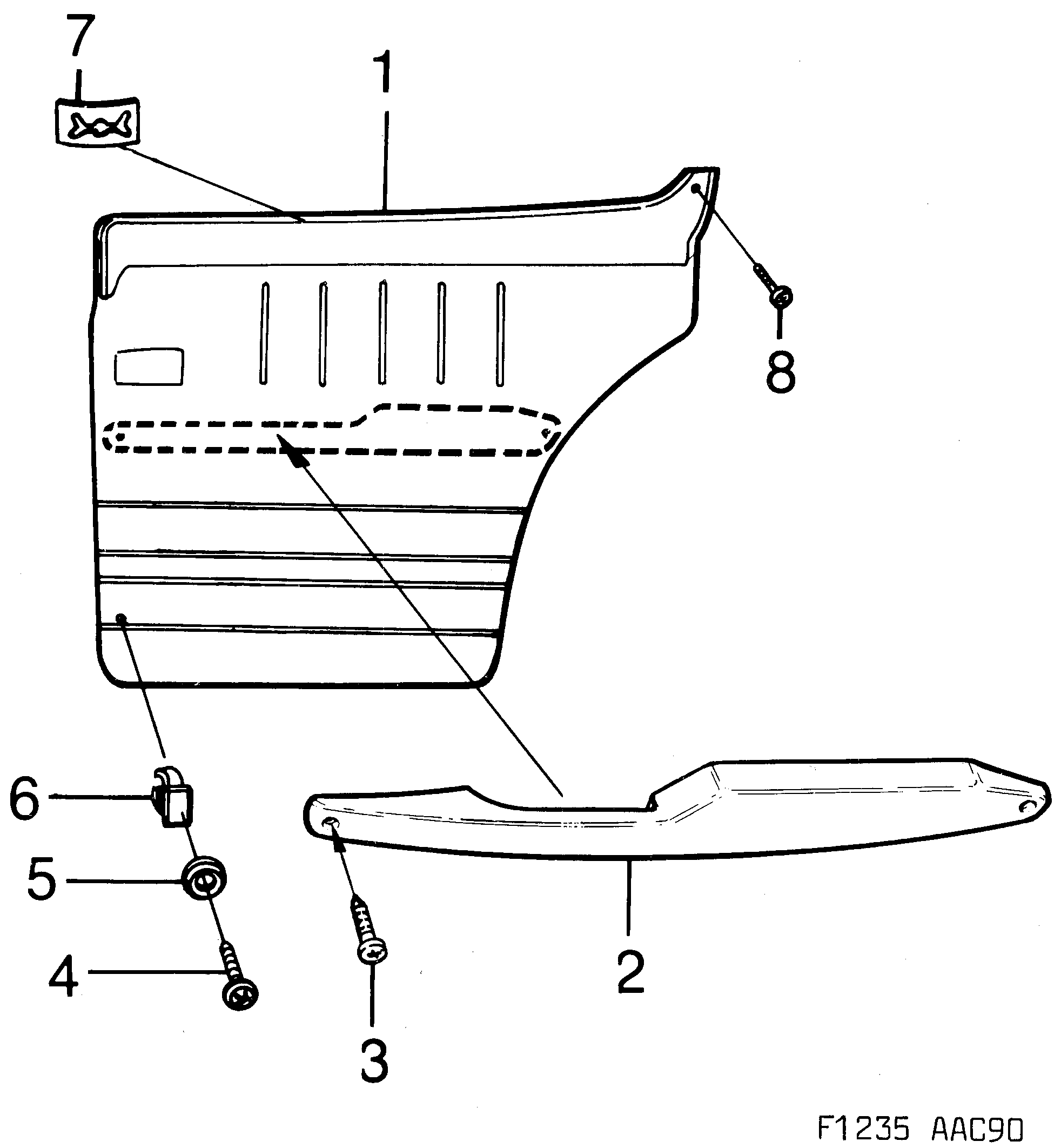 Saab 900 Door panel Rear diagram