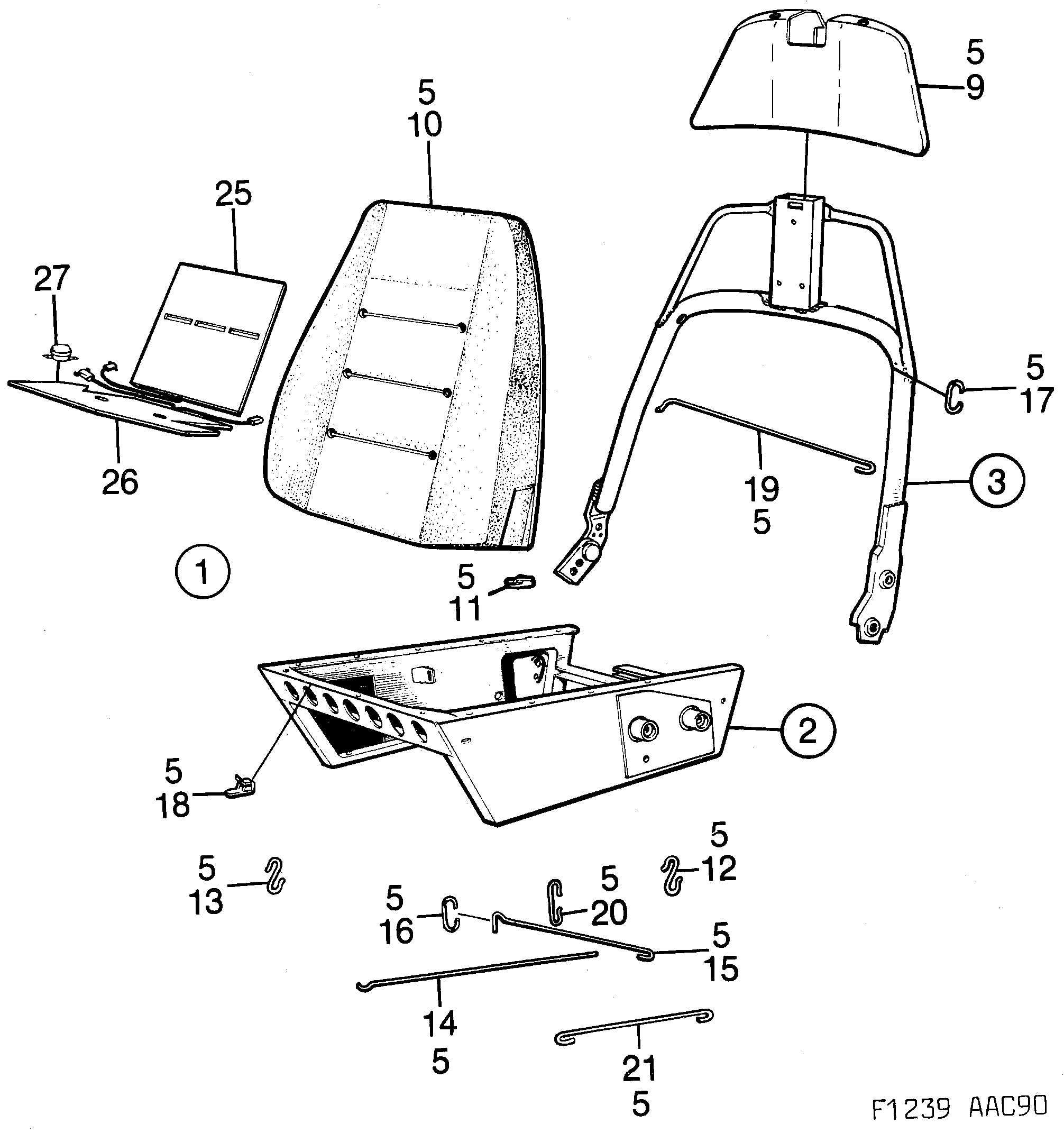 Saab 900 Front seats Part 1 Manuel diagram