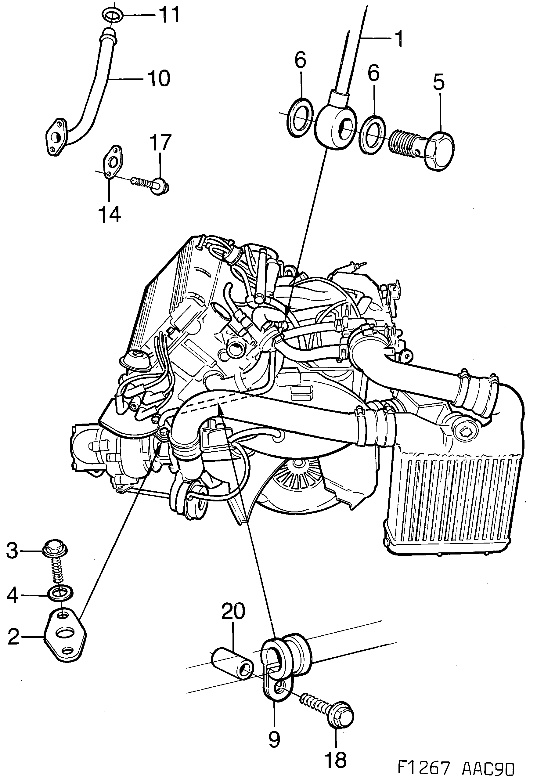 Saab 900 Oil pipe diagram
