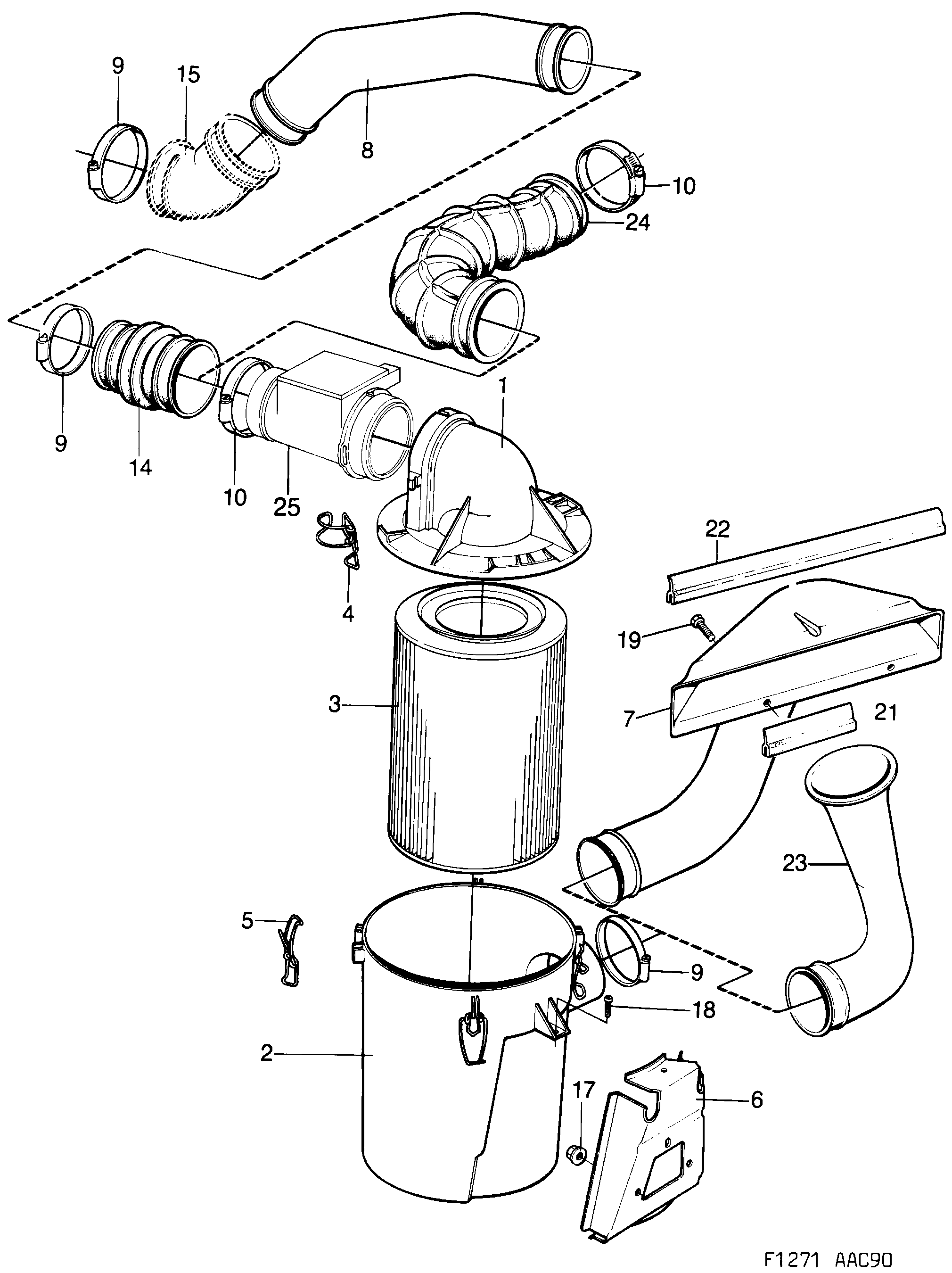 Saab 900 Air cleaner BOSCH intake system diagram