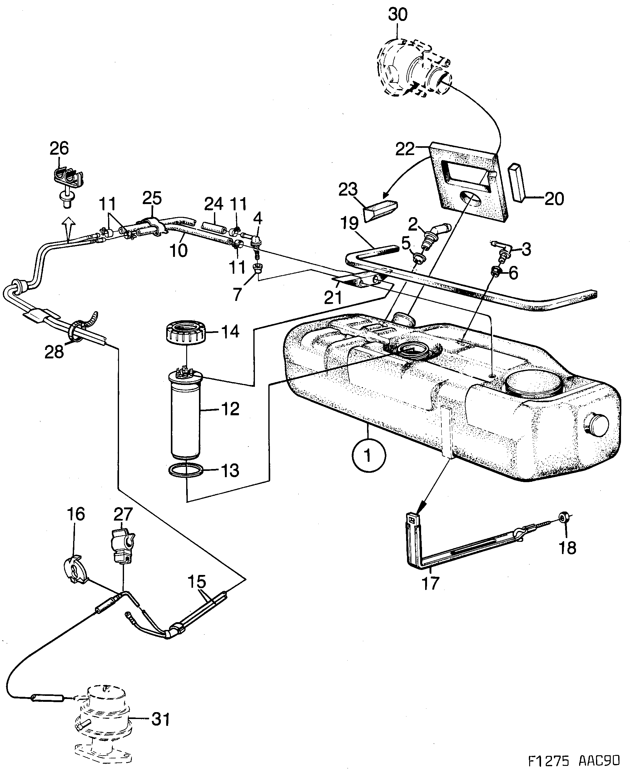 Saab 900 Fuel tank carburettor engine diagram