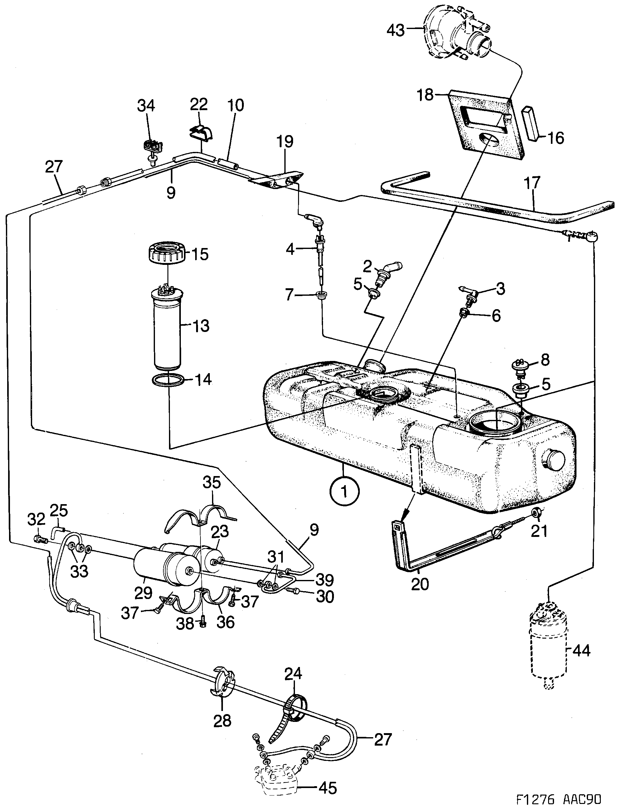 Saab 900 Fuel tank diagram