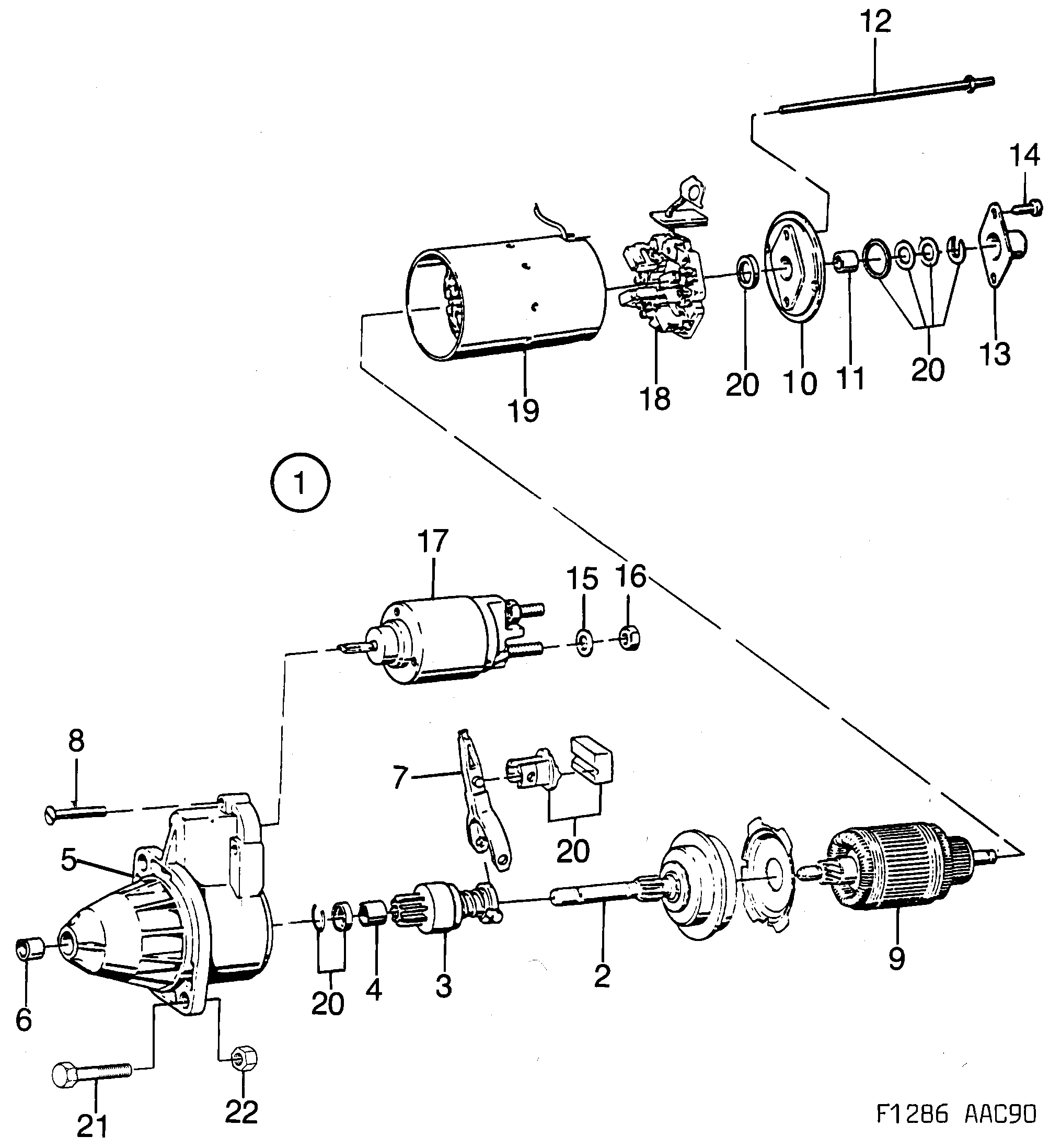 Saab 900 Starter motor diagram