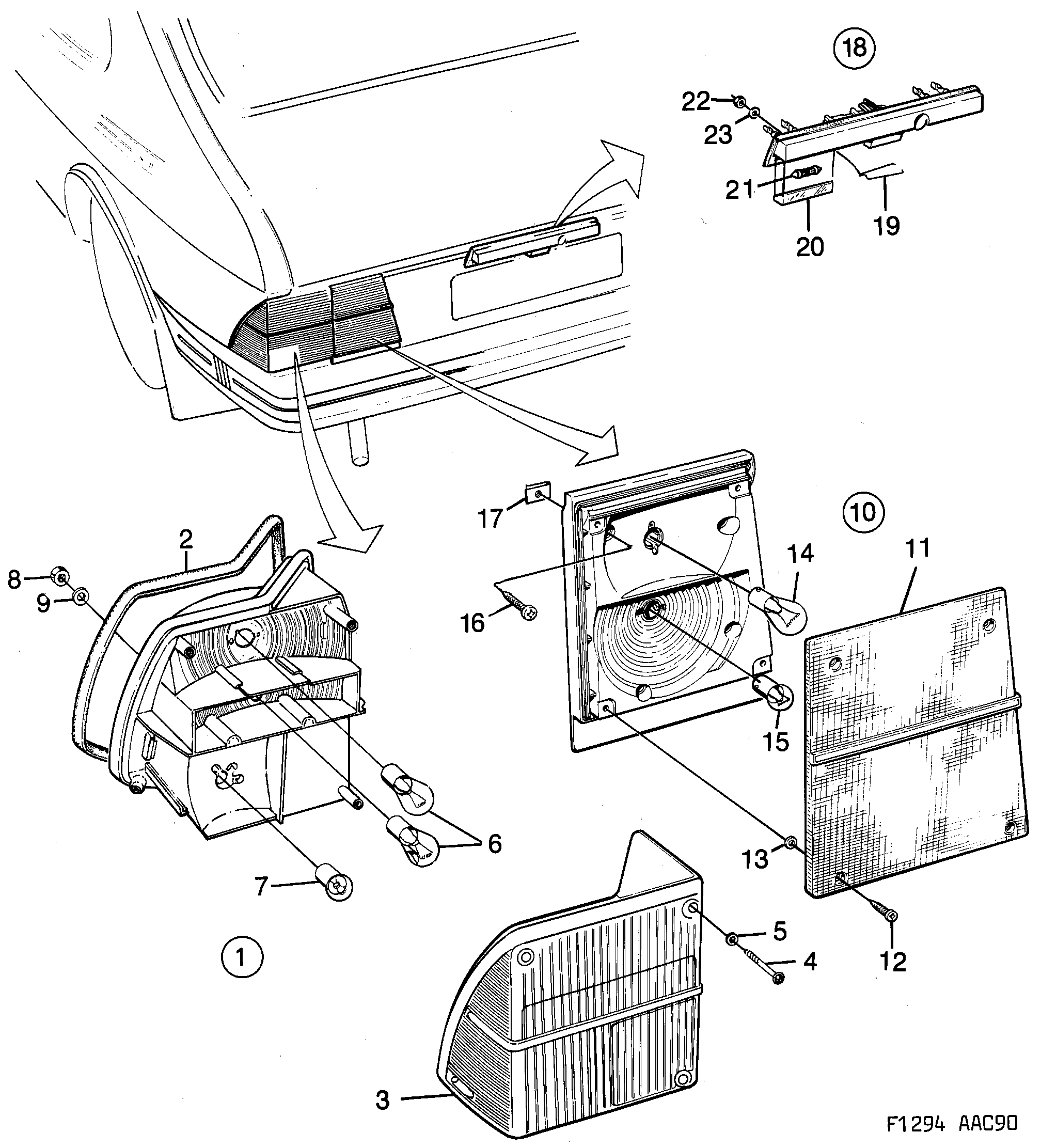 Saab 900 Tail light diagram