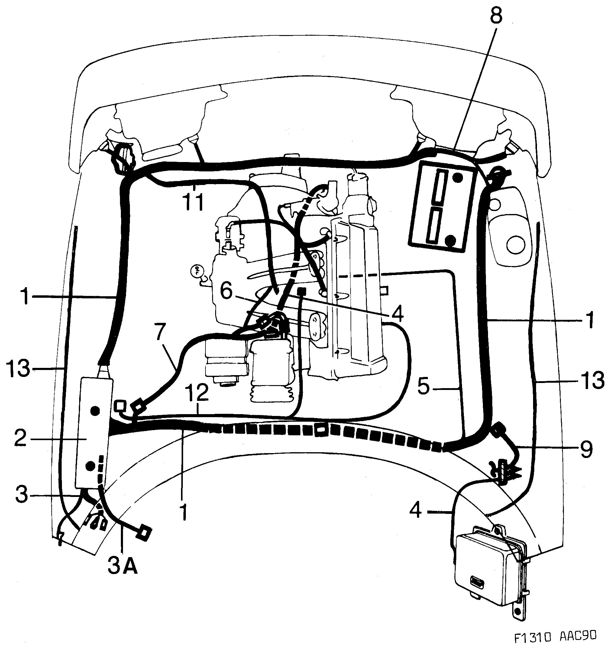 Saab 900 Front and engine diagram