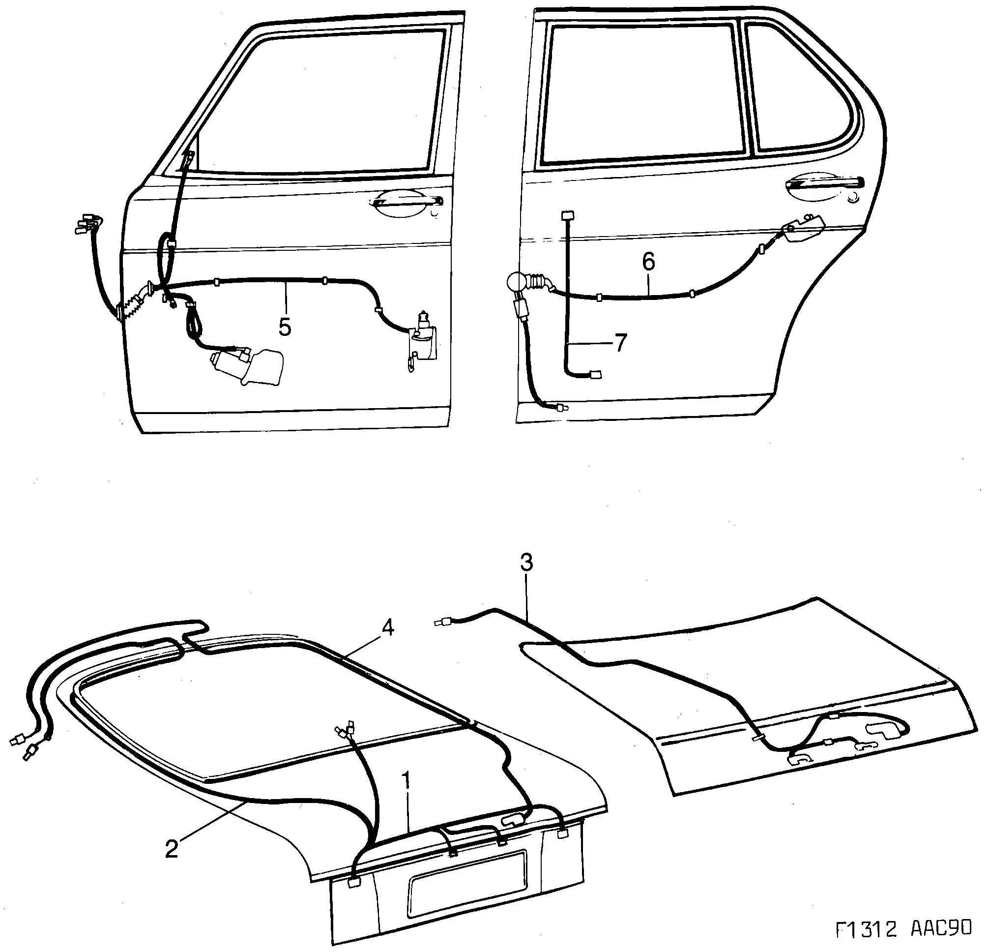 Saab 900 Doors diagram