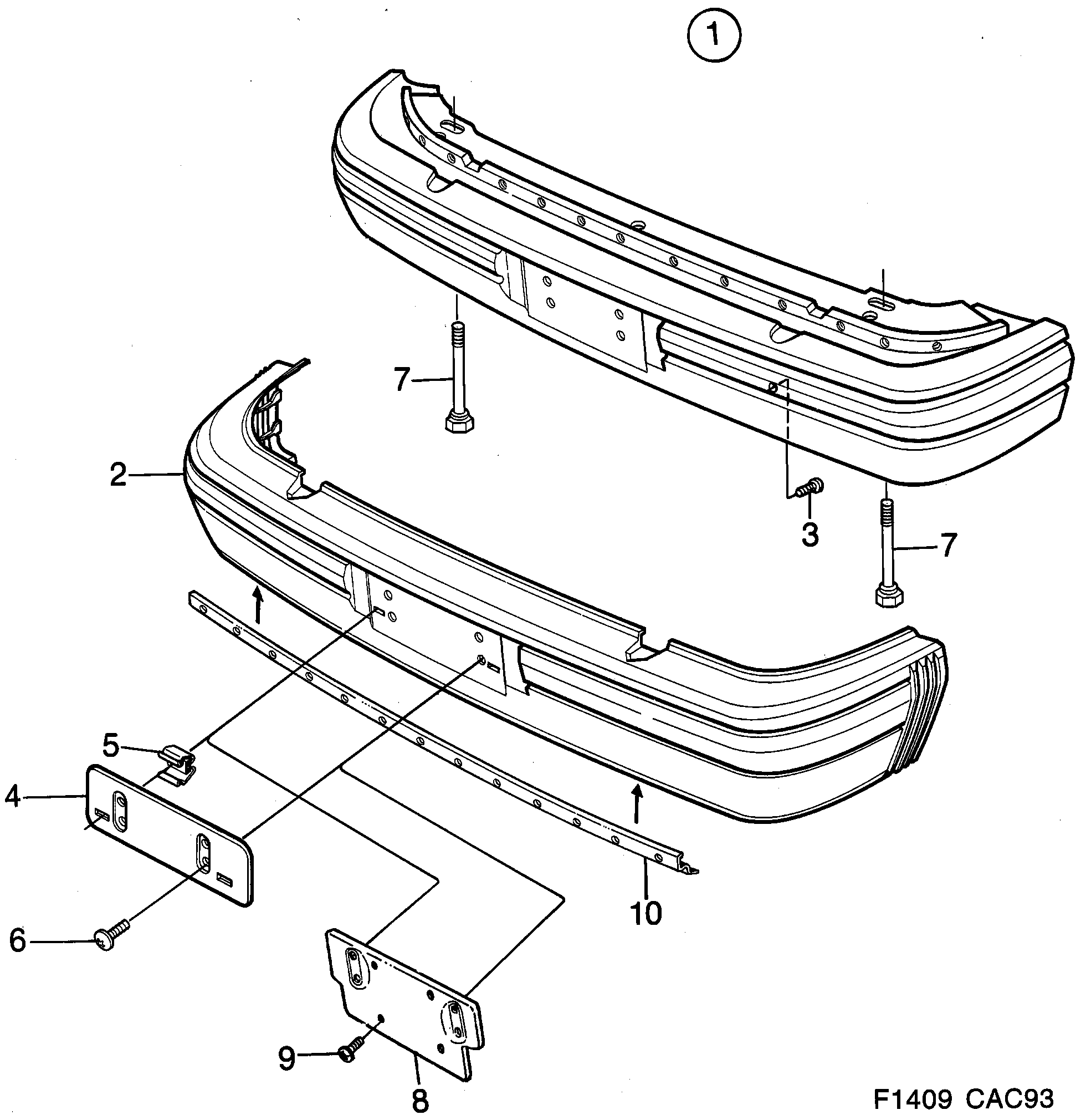 Saab 9000 Bumper, front diagram