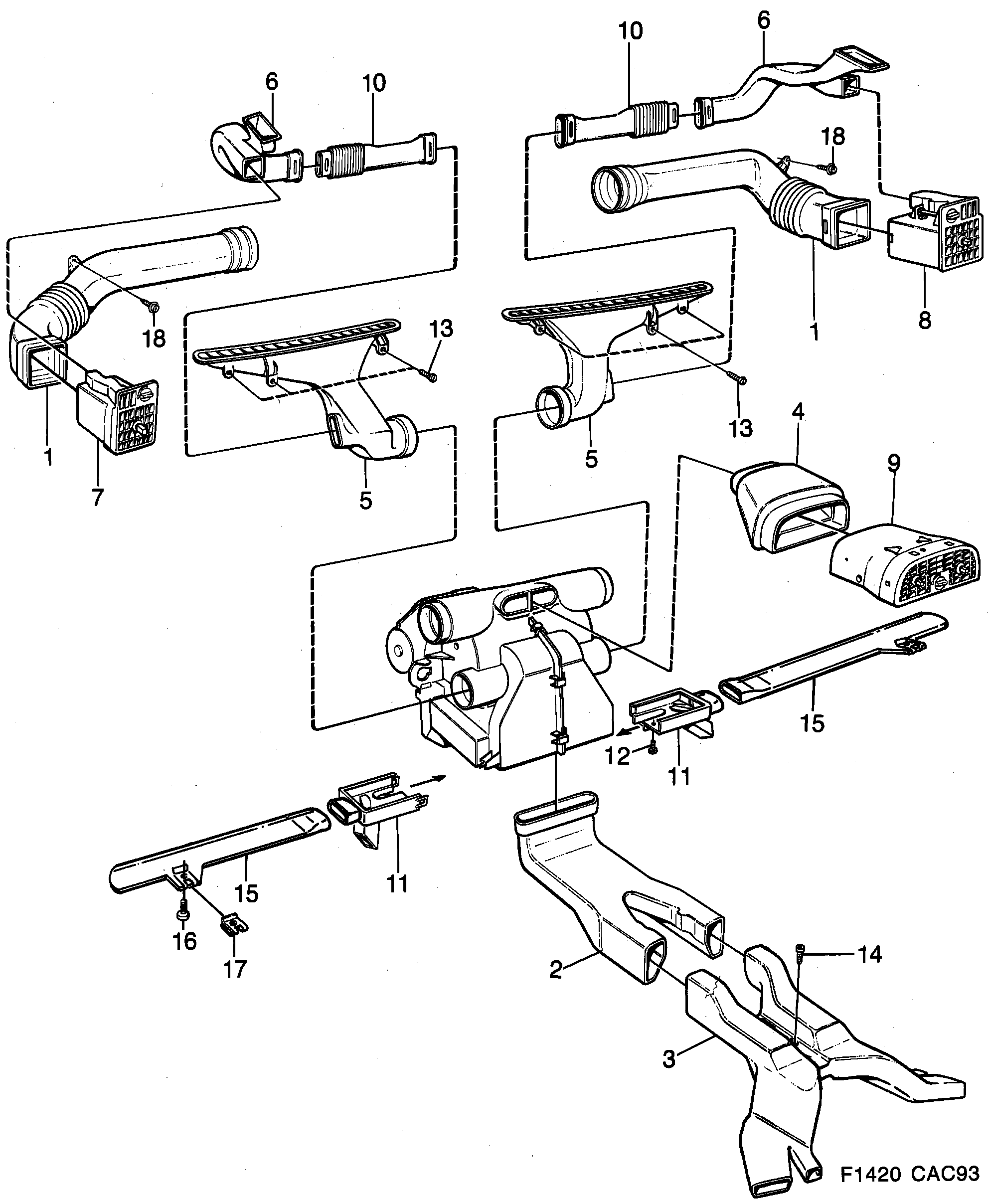 Saab 9000 Duct diagram