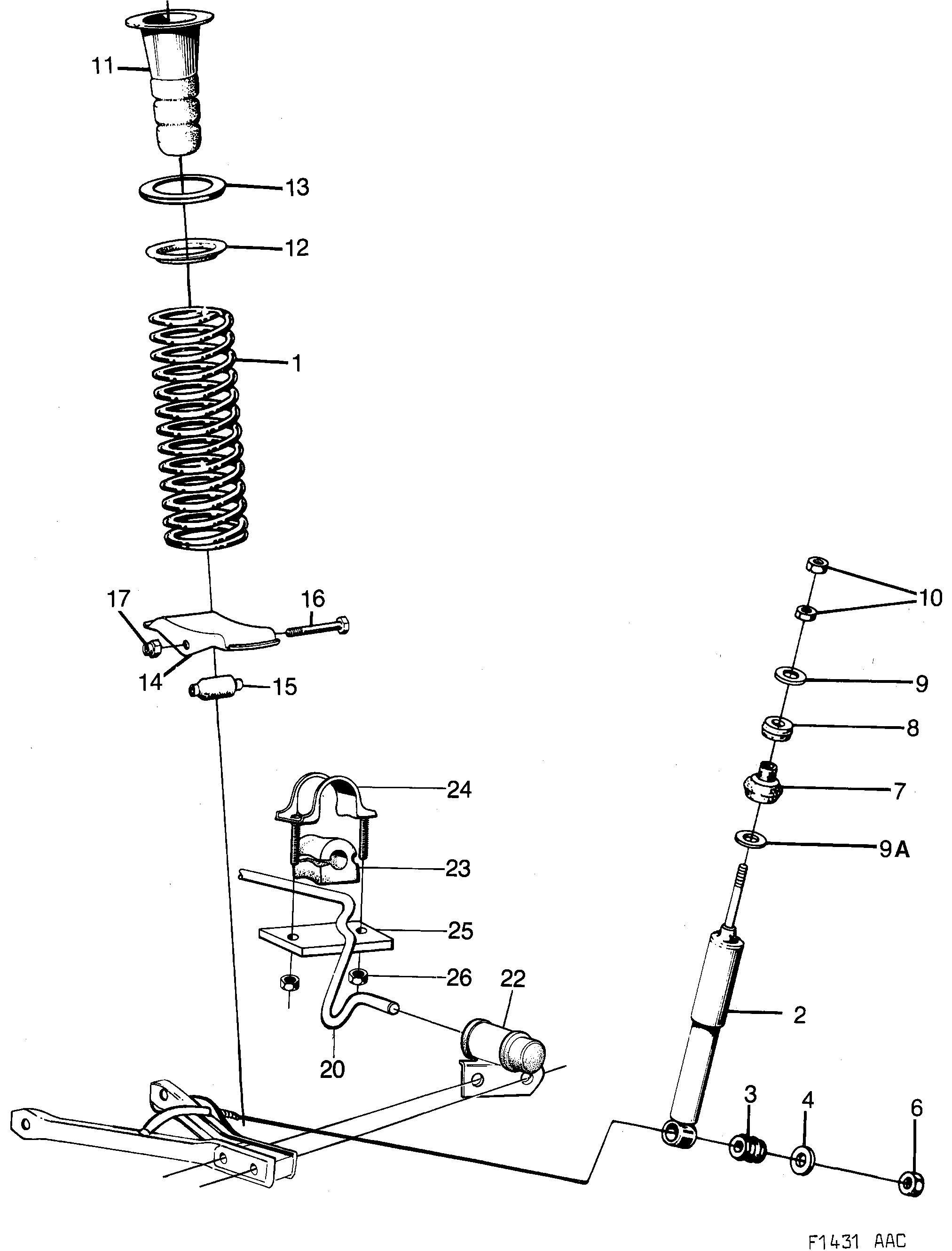 Saab 900 Front suspension diagram