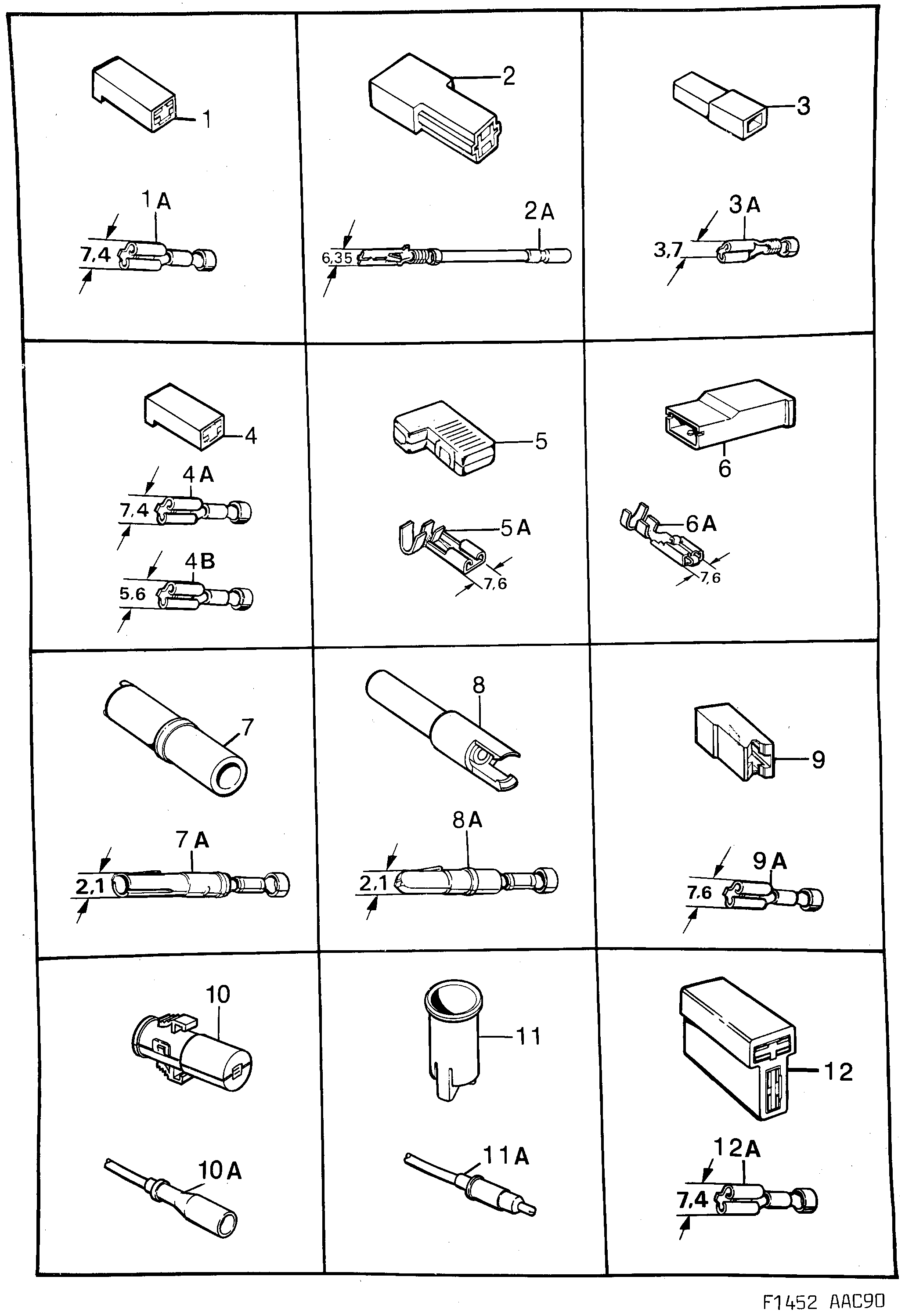 Saab 900 Connector housing etc diagram