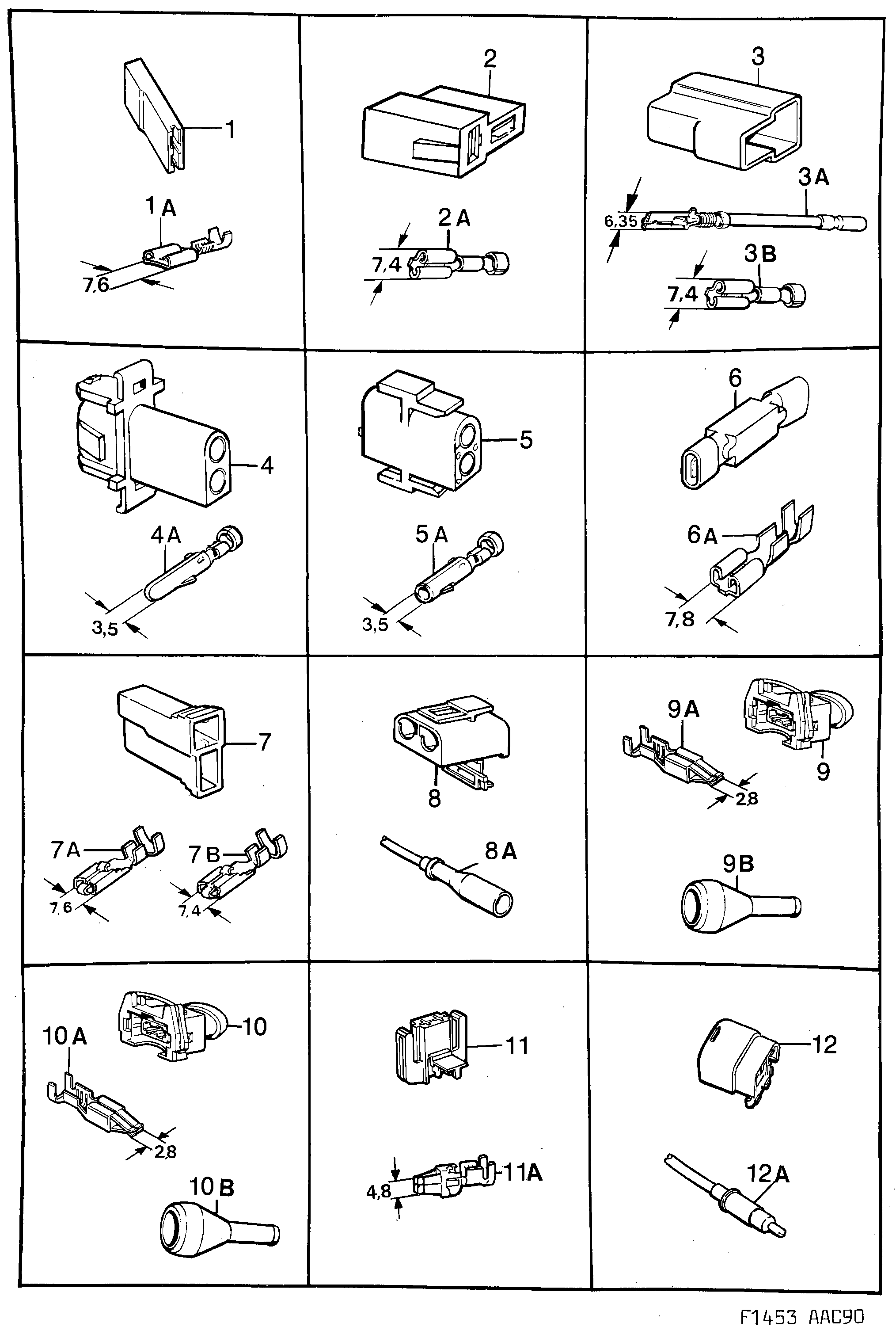Saab 900 Connector housing etc diagram