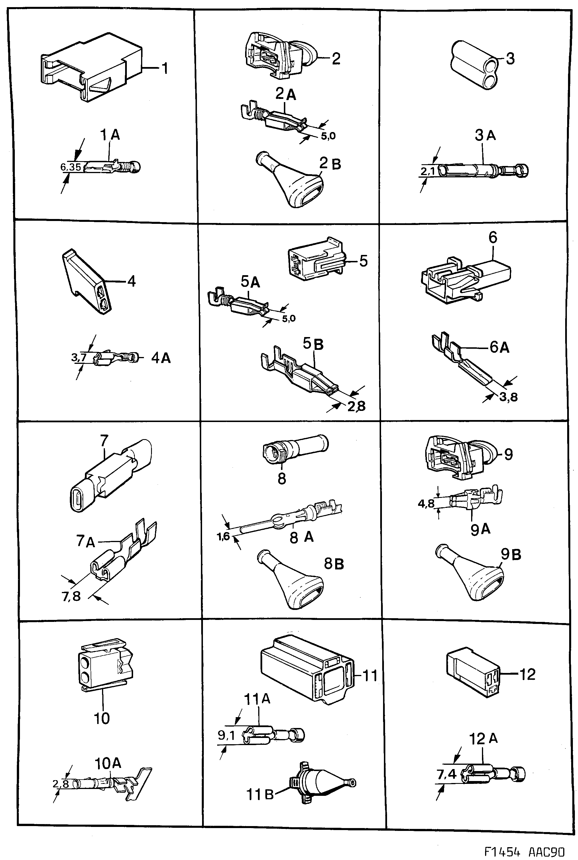 Saab 900 Connector housing etc diagram