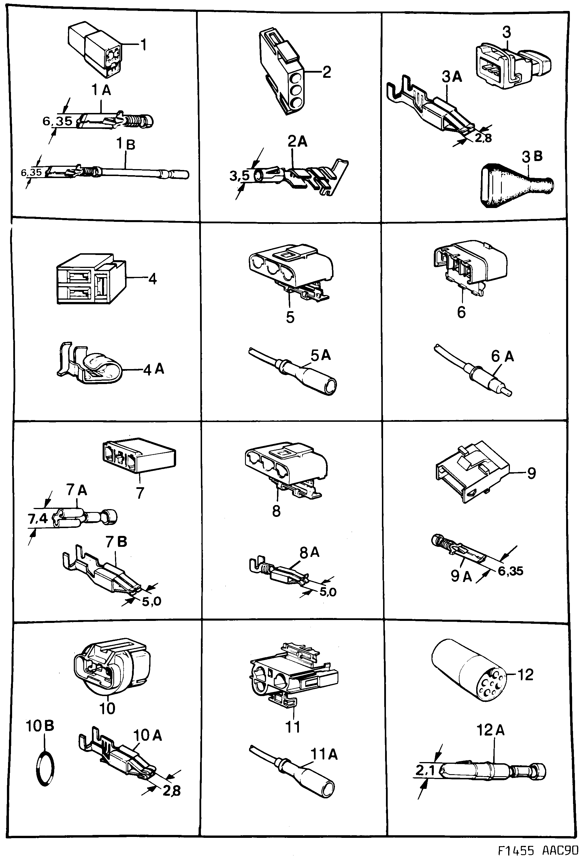 Saab 900 Connector housing etc diagram