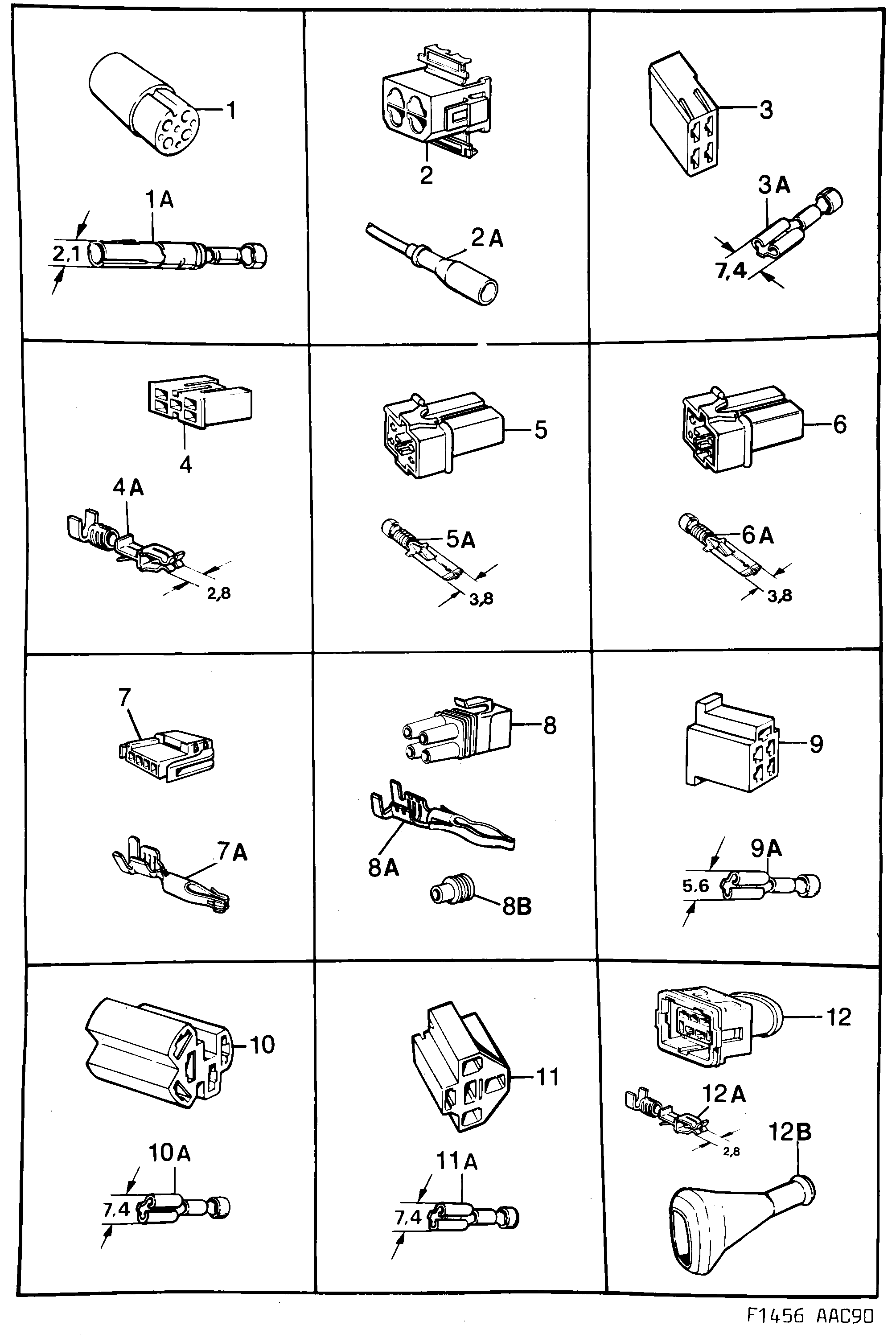 Saab 900 Connector housing etc diagram