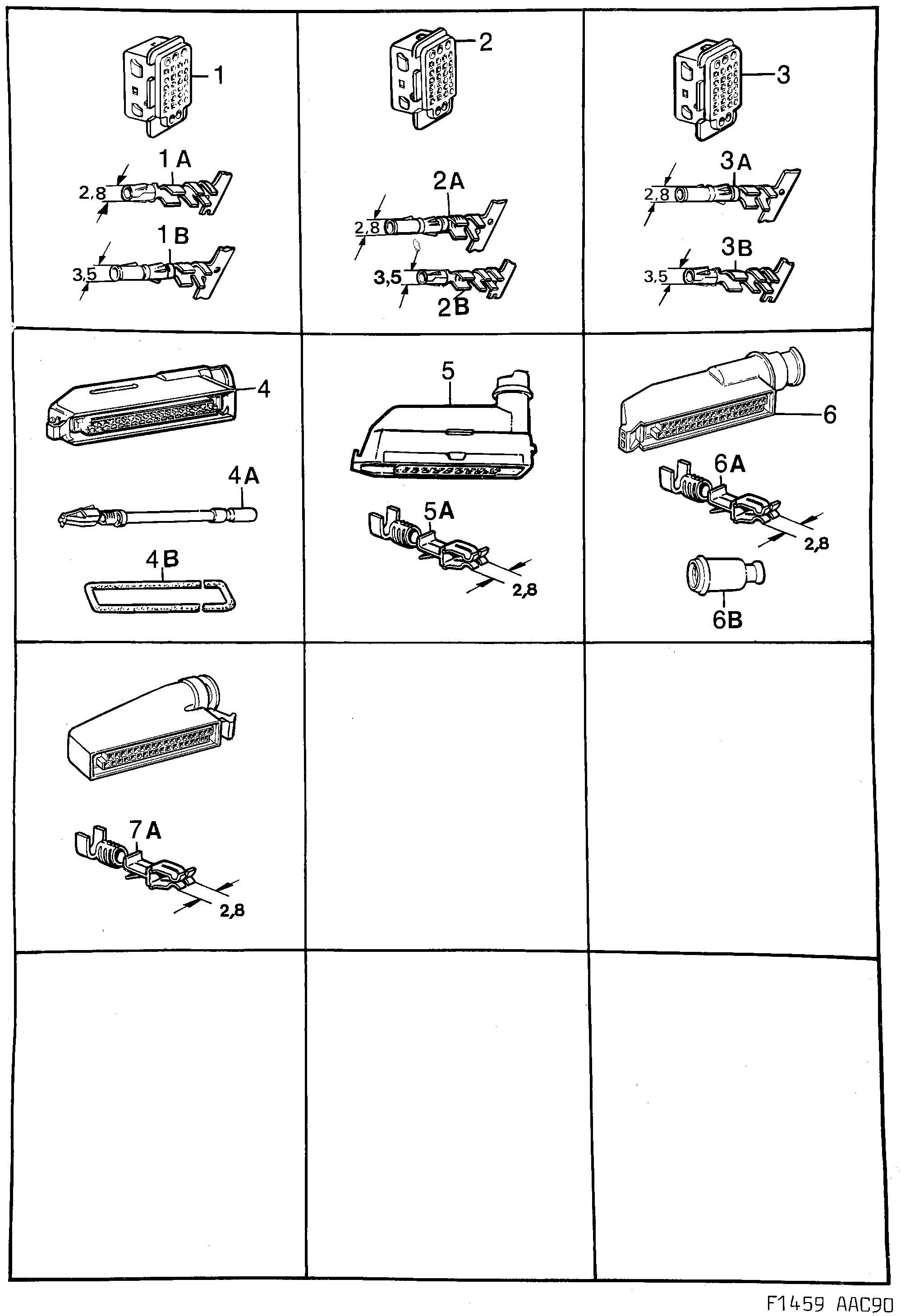 Saab 900 Connector housing etc diagram
