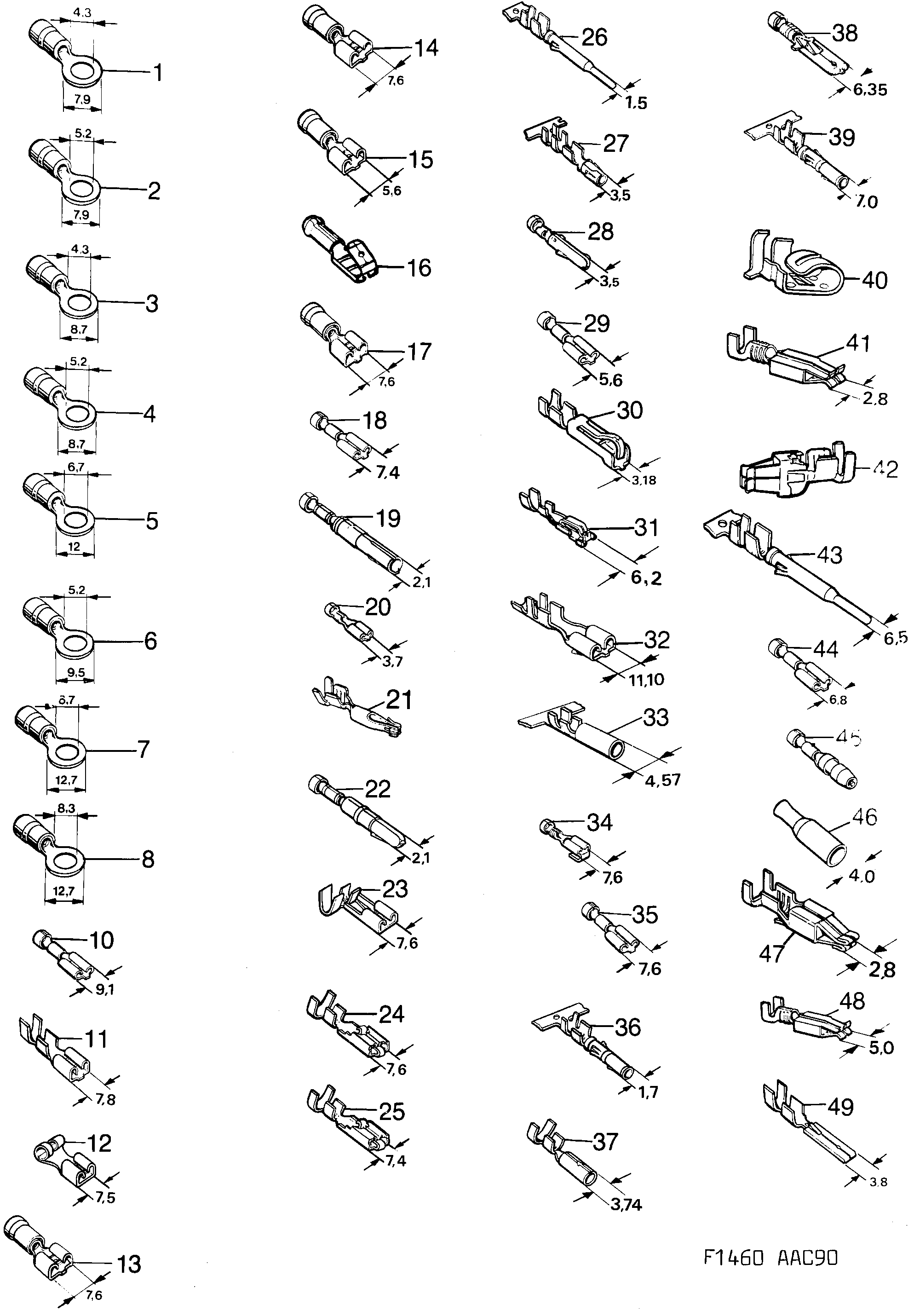 Saab 900 Cable terminal diagram