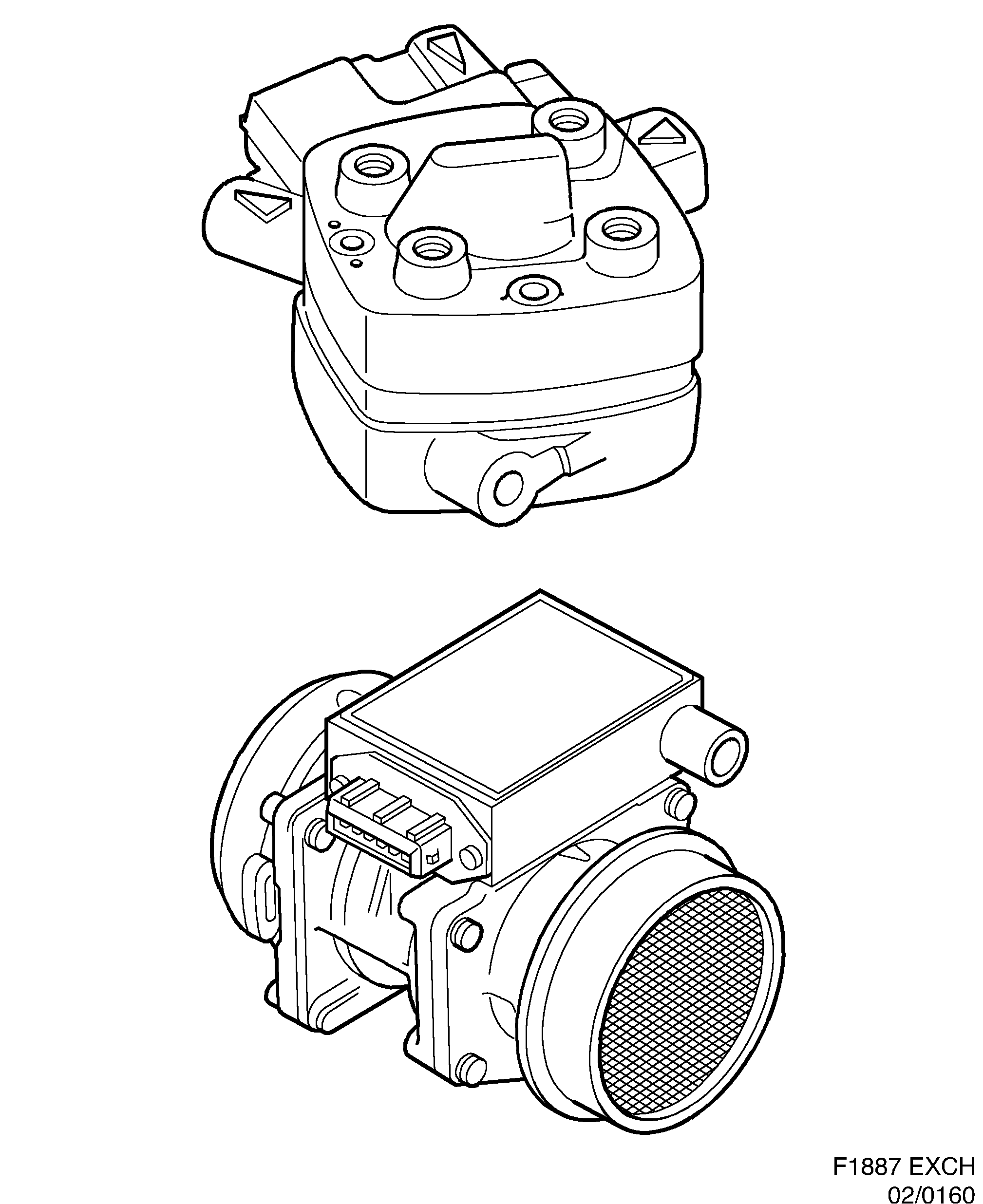 Saab EXCH. Fuel distributor Mass air flow sensor diagram