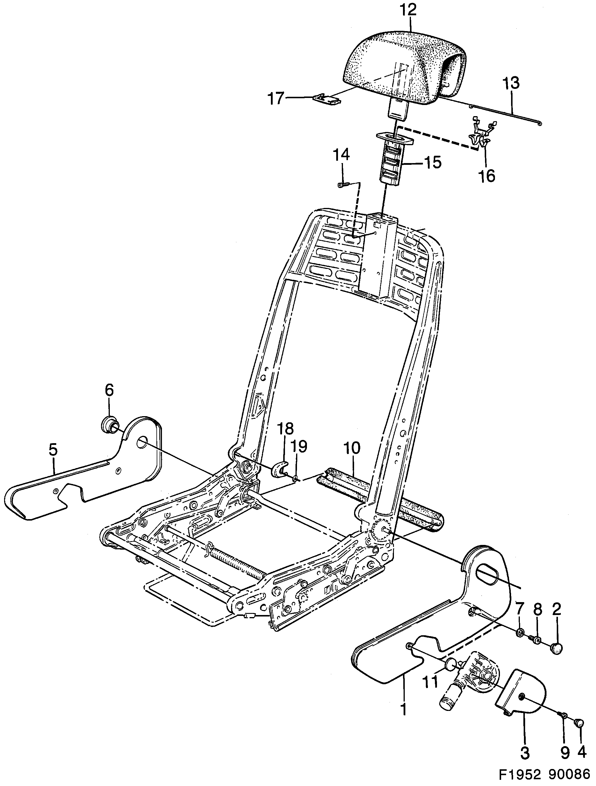 Saab 900 Front seats Part 3 Automatic belt diagram