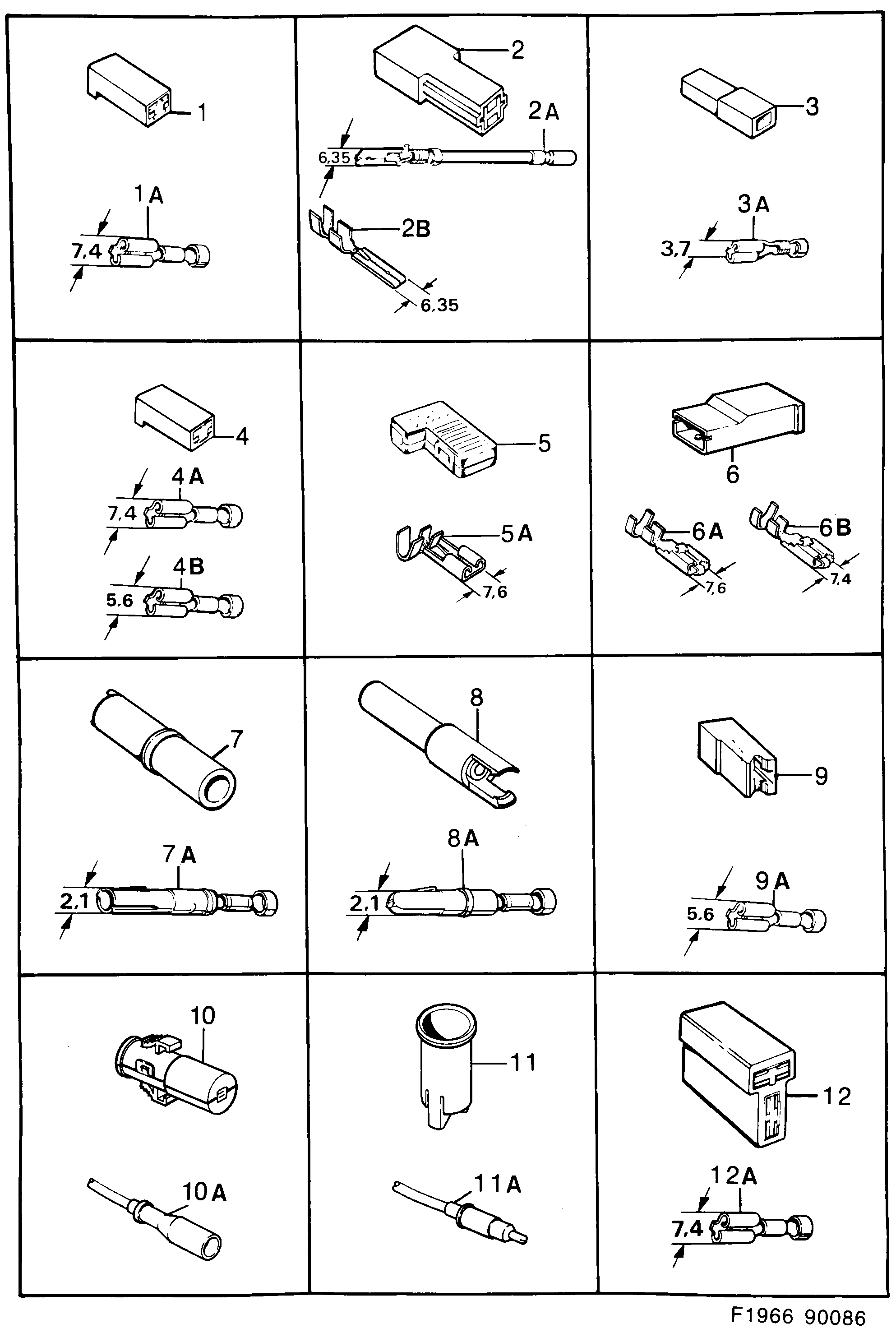 Saab 900 Connector housing etc diagram