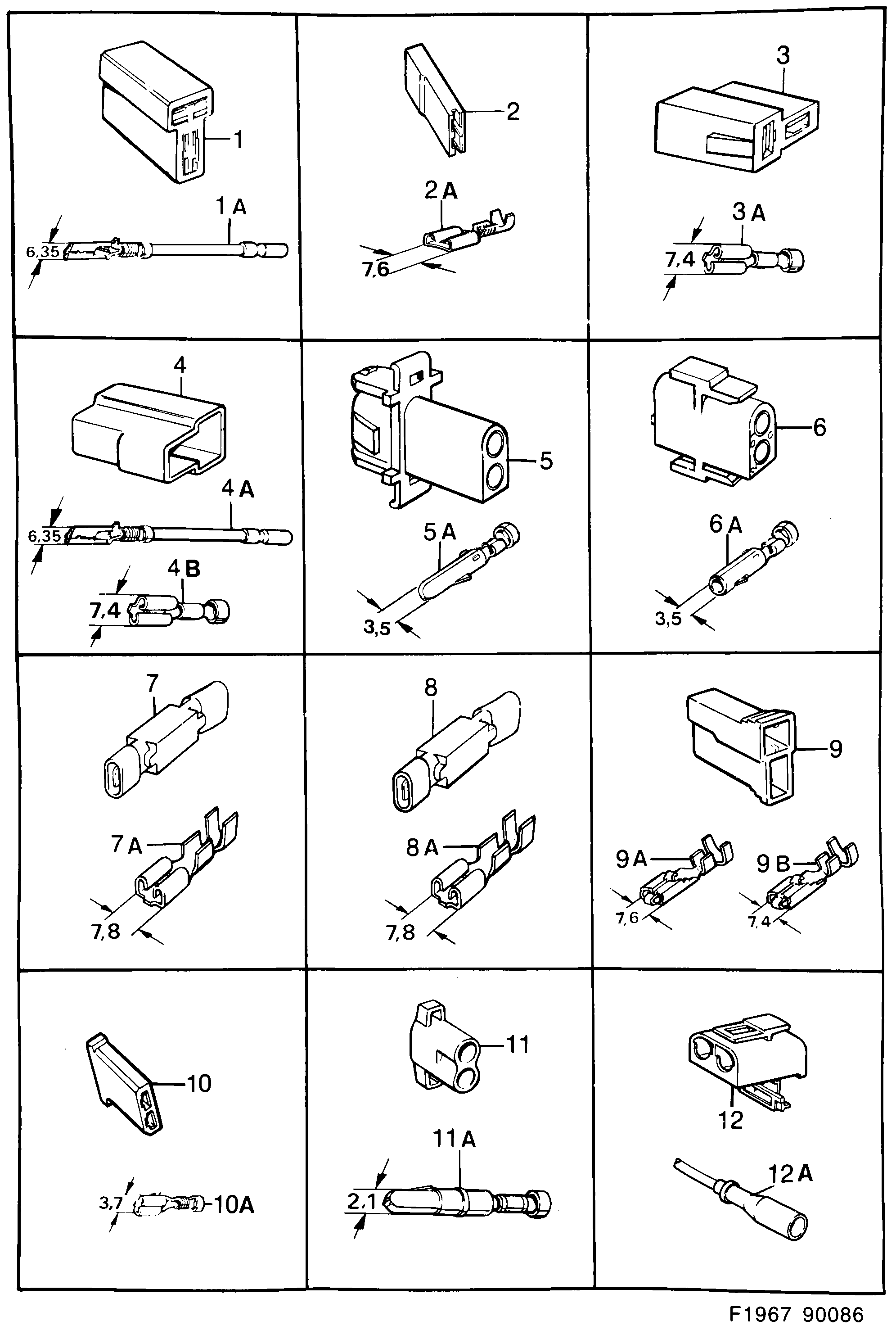 Saab 900 Connector housing etc diagram