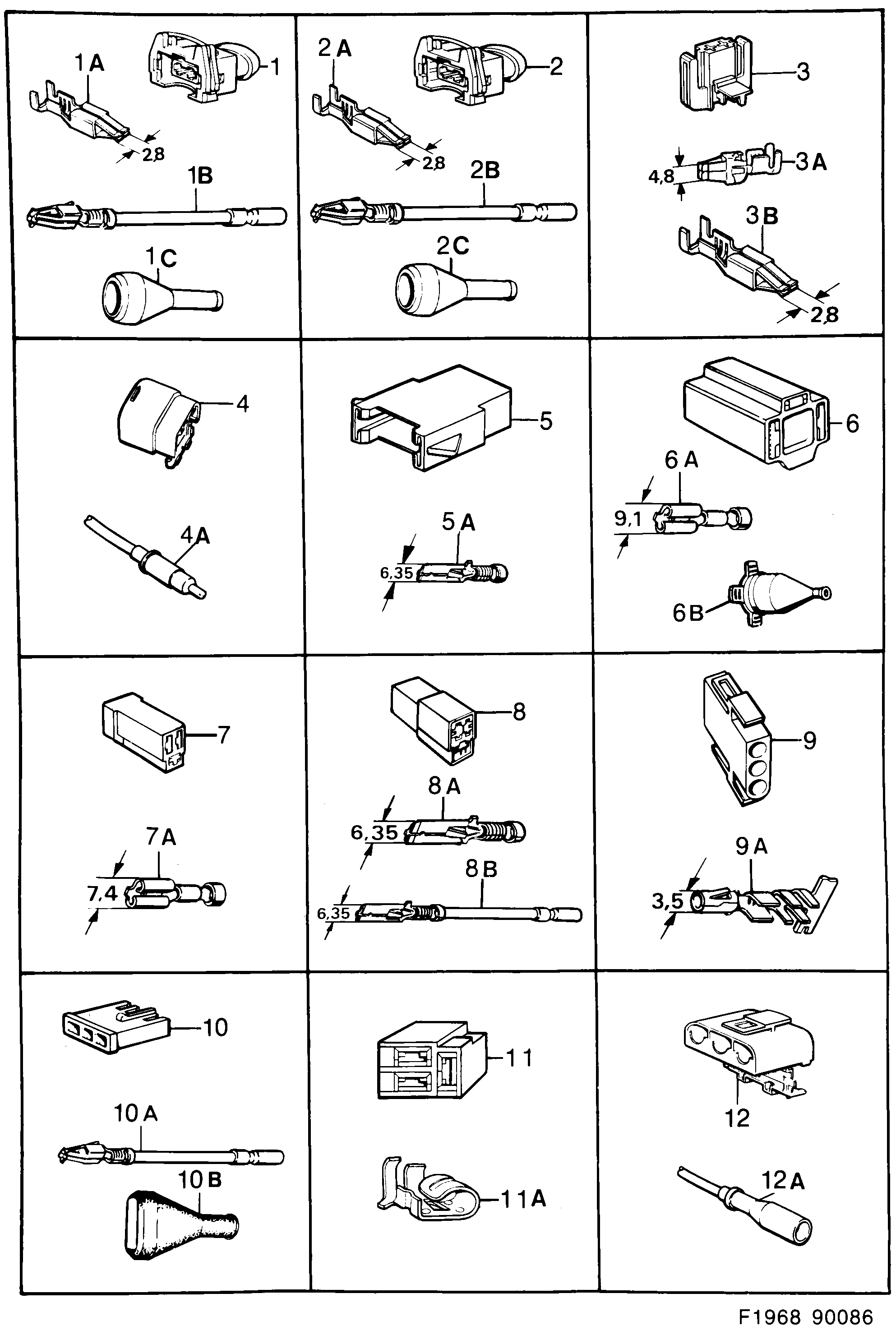Saab 900 Connector housing etc diagram