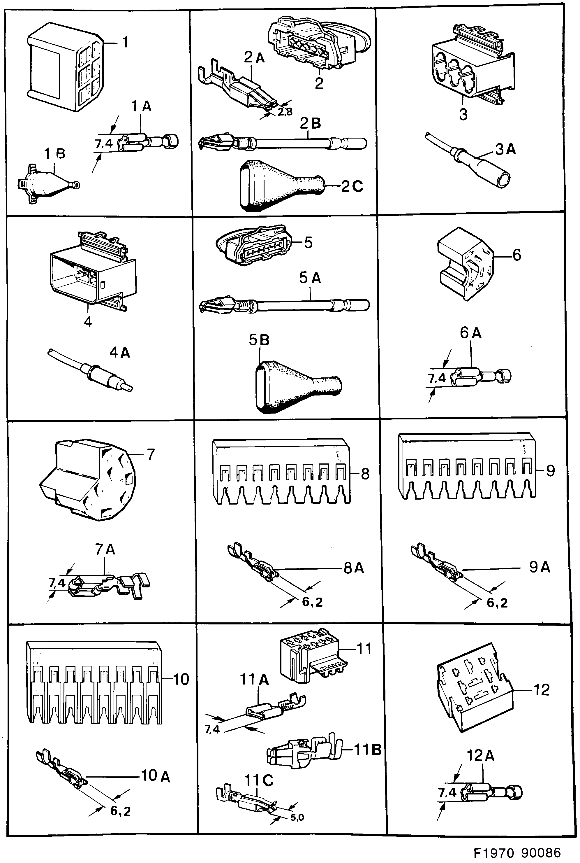 Saab 900 Connector housing etc diagram